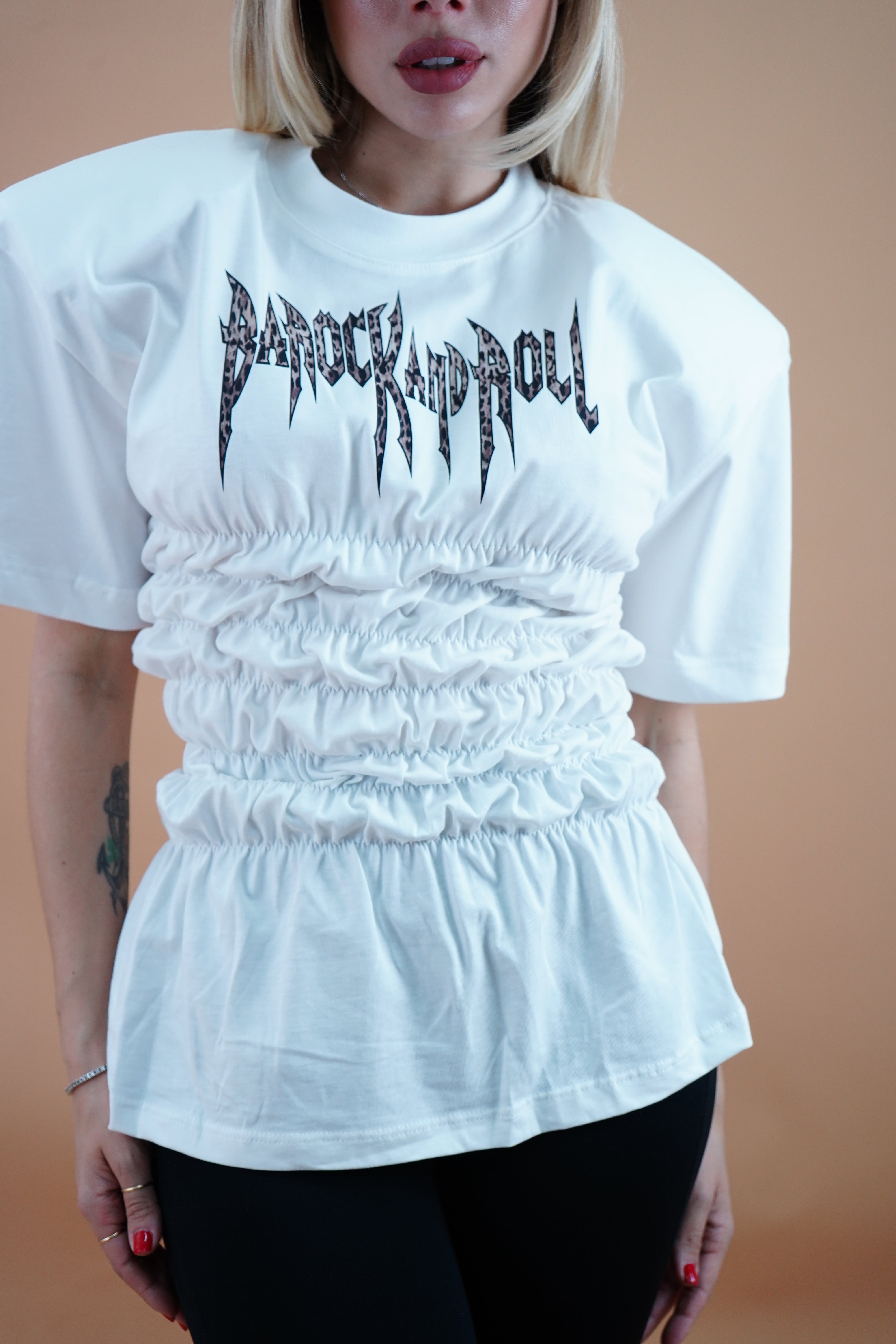 T-SHIRT ROCK ARRICCIATA BIANCA