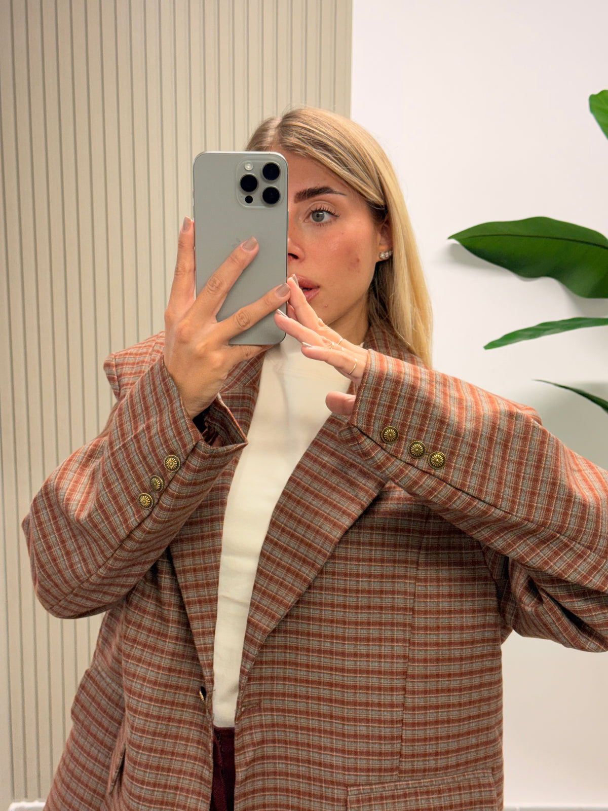 BLAZER OVERSIZE QUADRETTI BORDEAUX