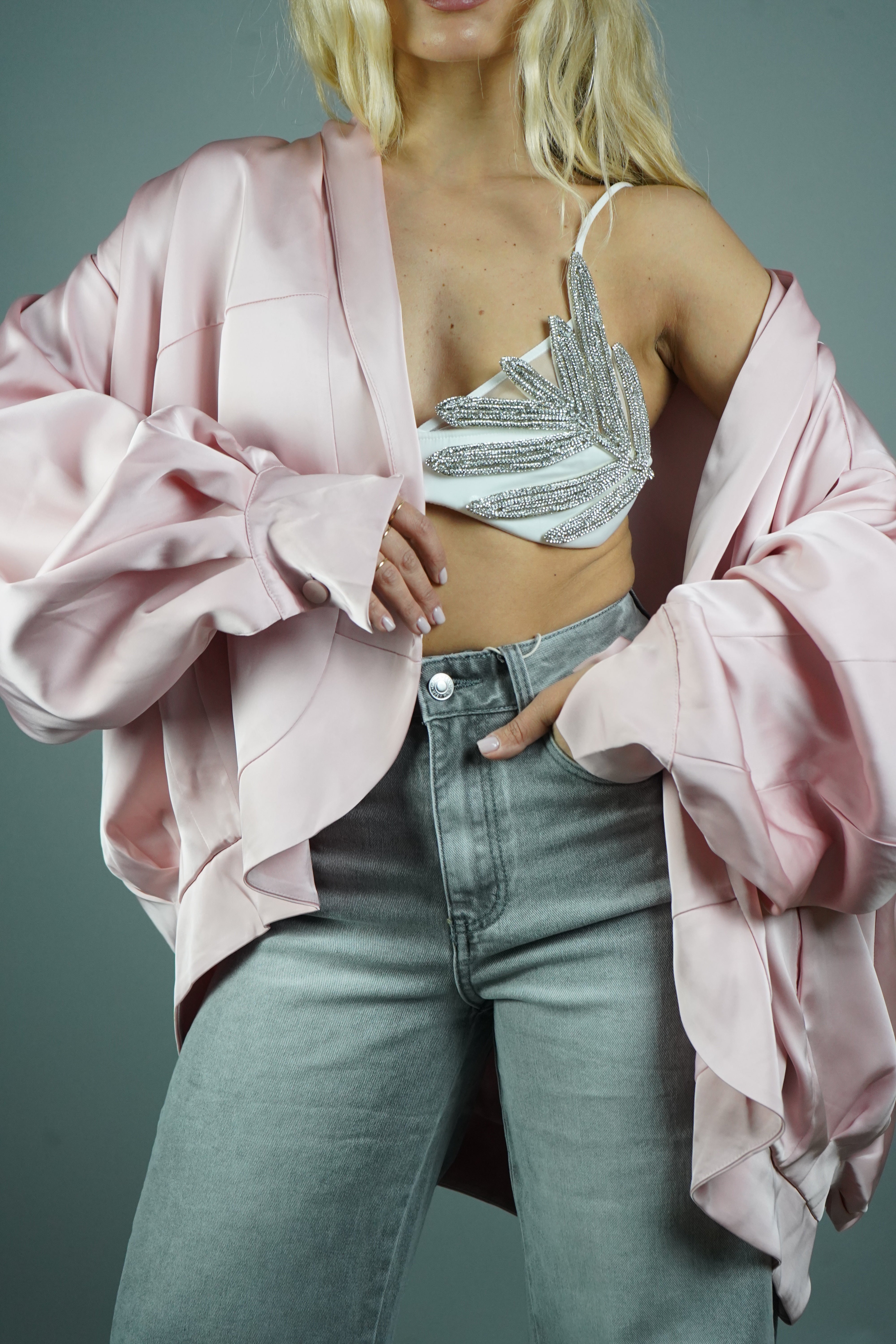 BOMBER GIOIA SATIN ROSA