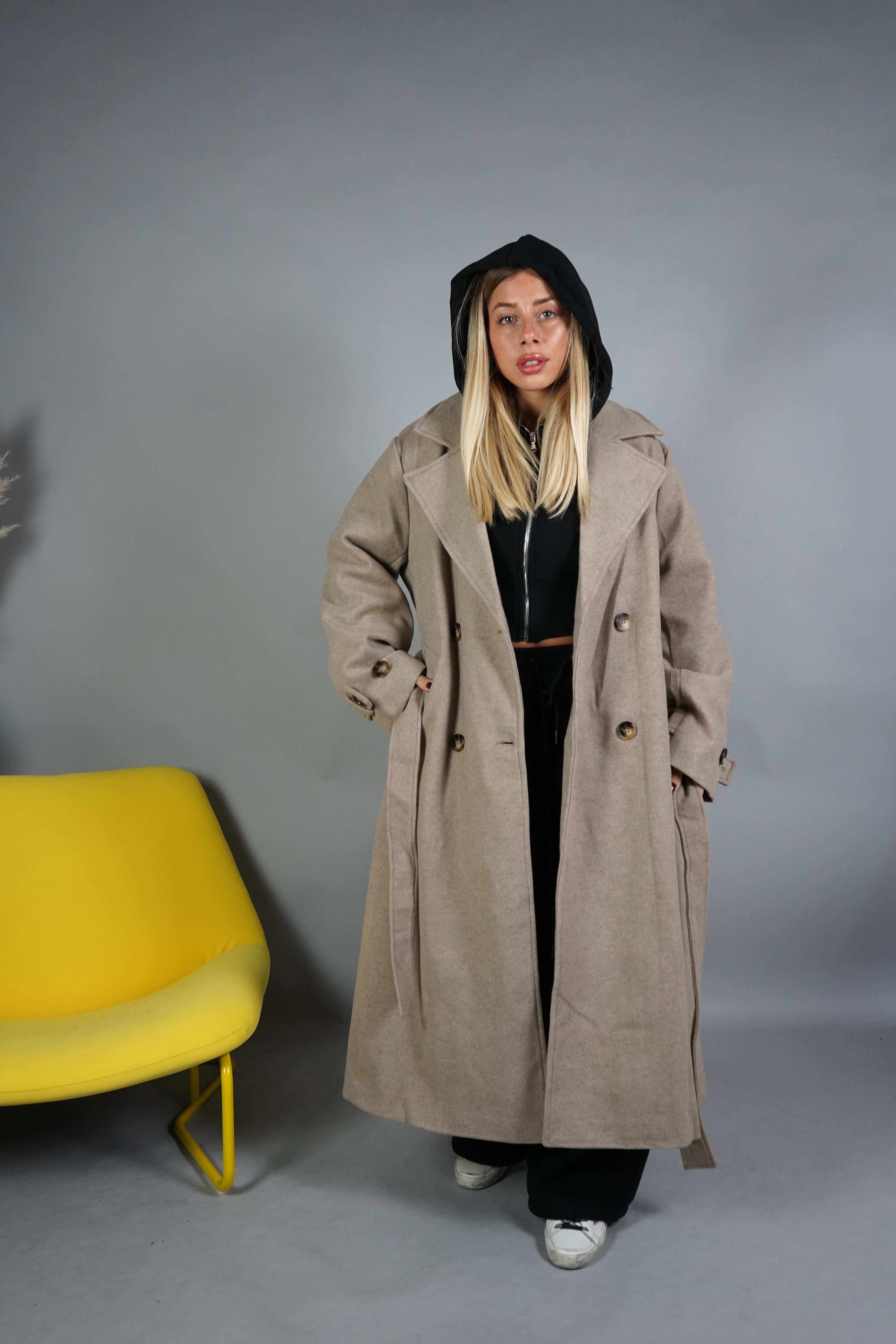 CAPPOTTO CINTURA CAMMELLO