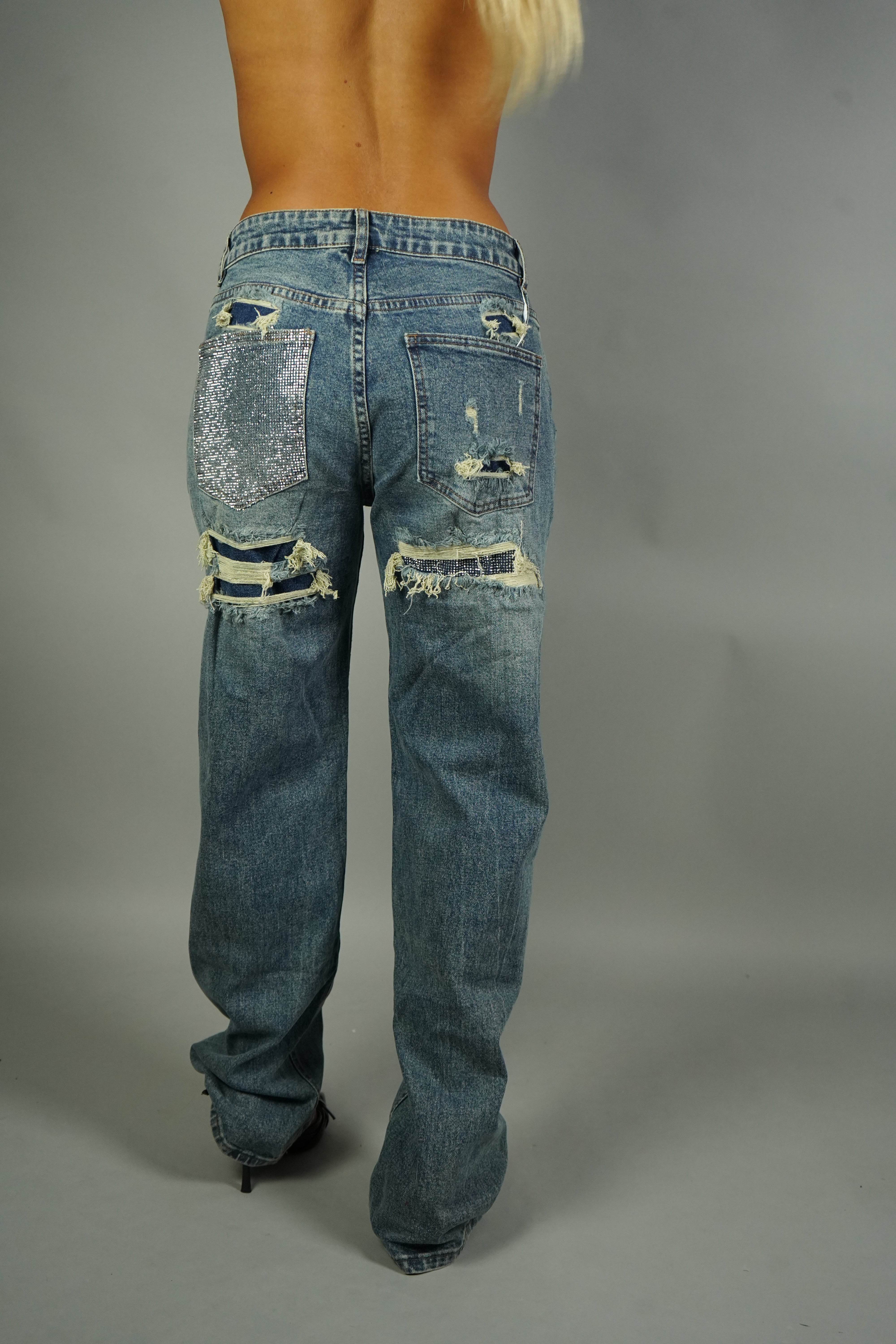 JEANS TASCA BRILLANTINATA