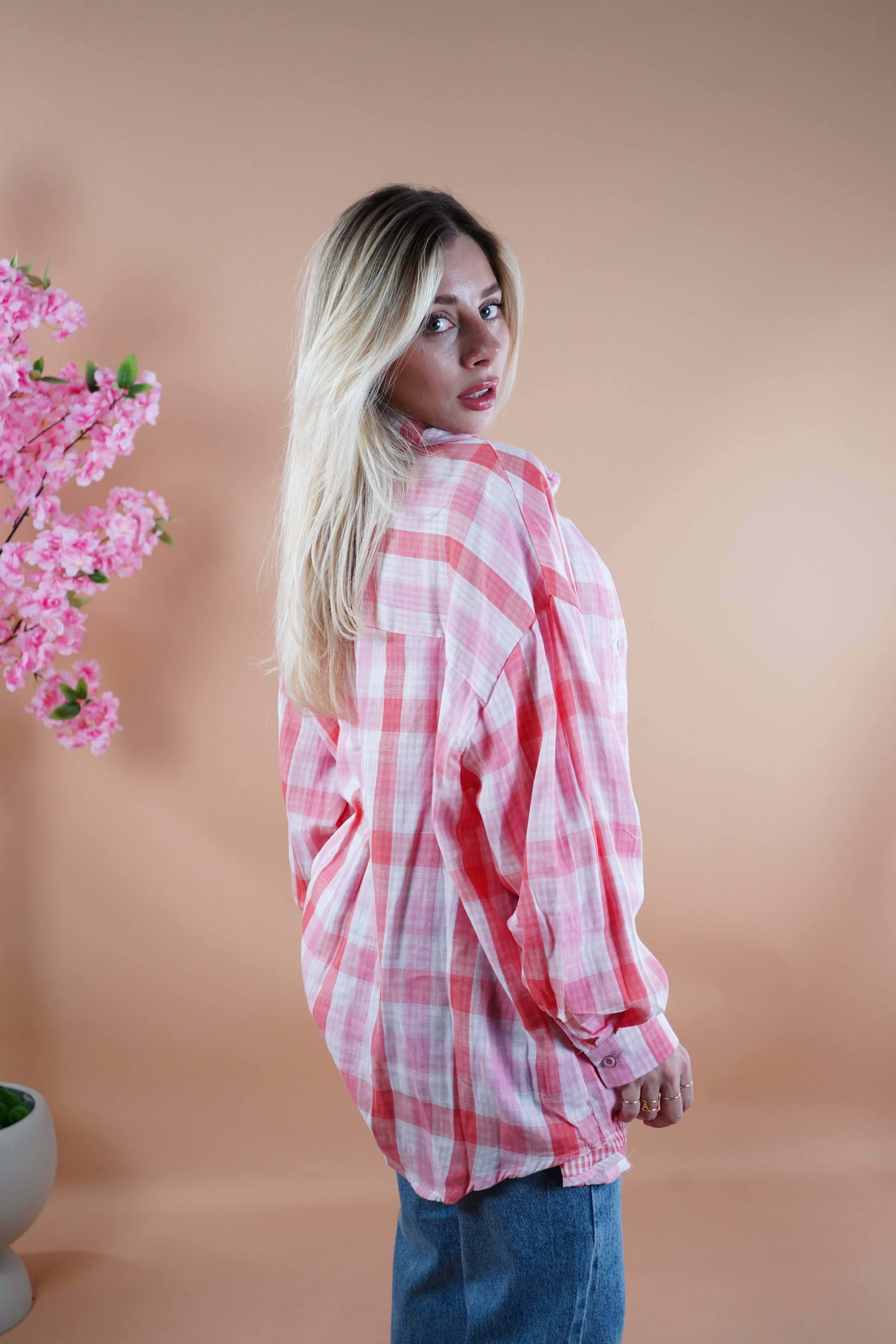 CAMICIA QUADRI ROSSA E ROSA
