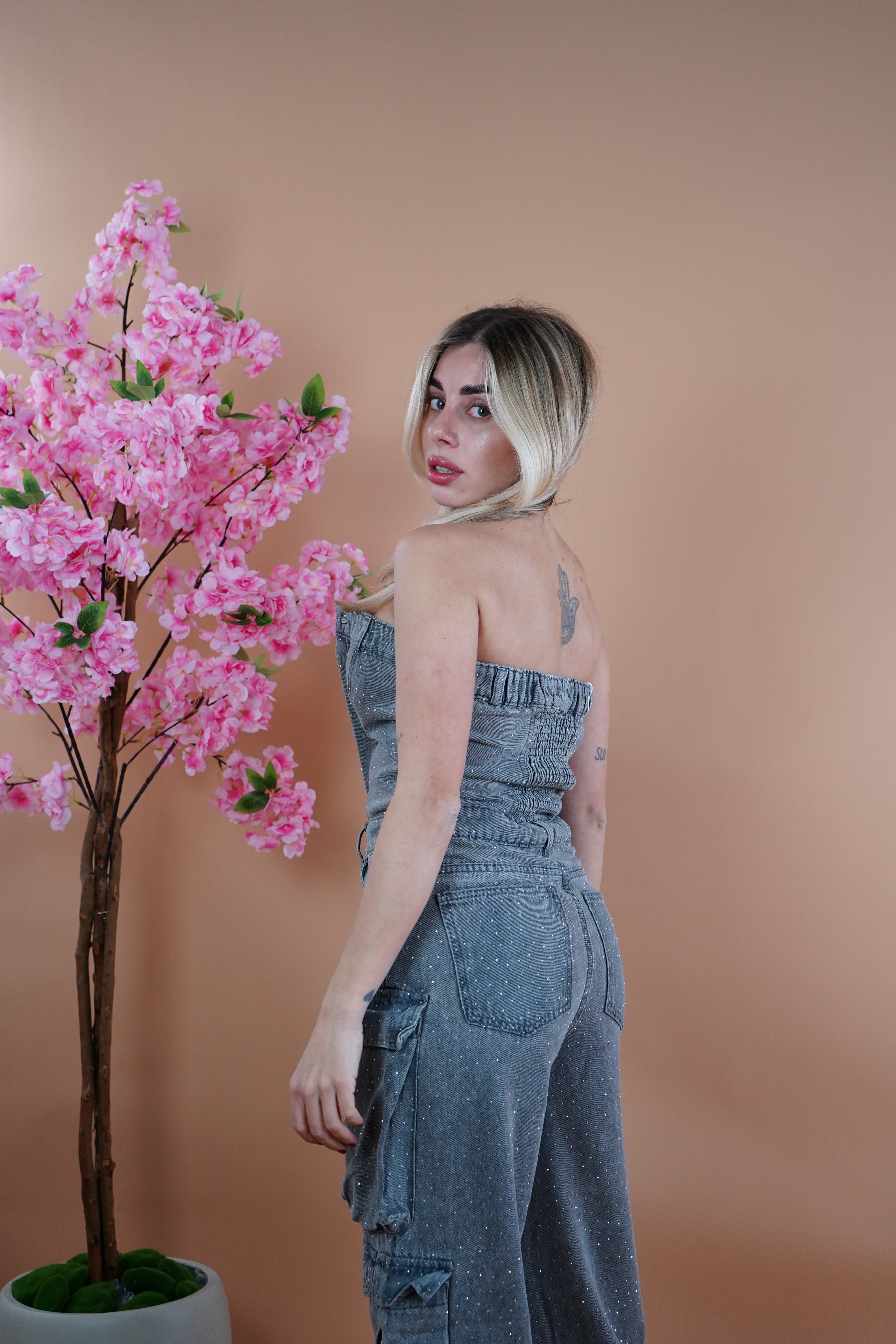 JUMPSUIT CARGO CON STRASS