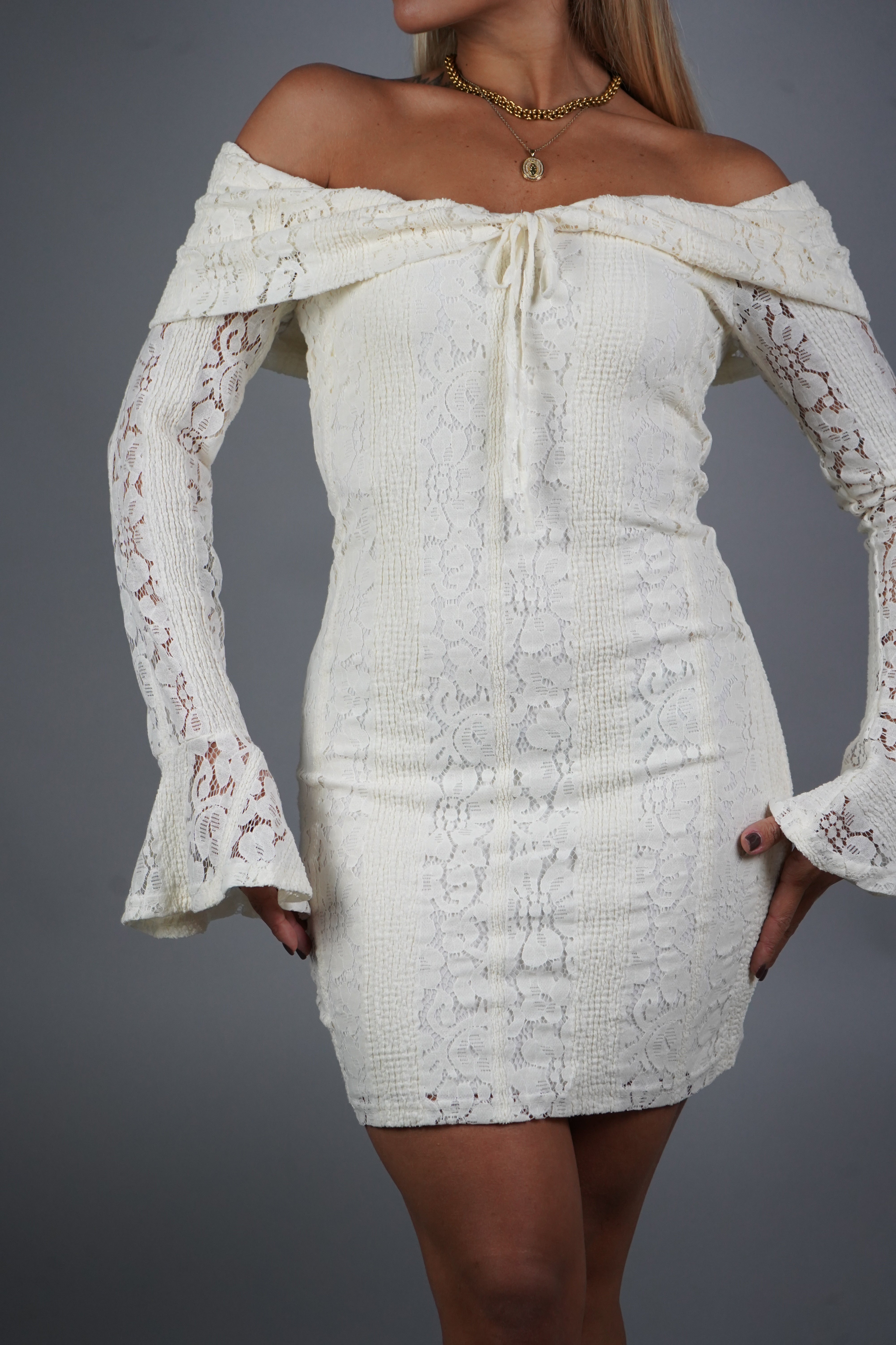 MINI DRESS PIZZO PANNA