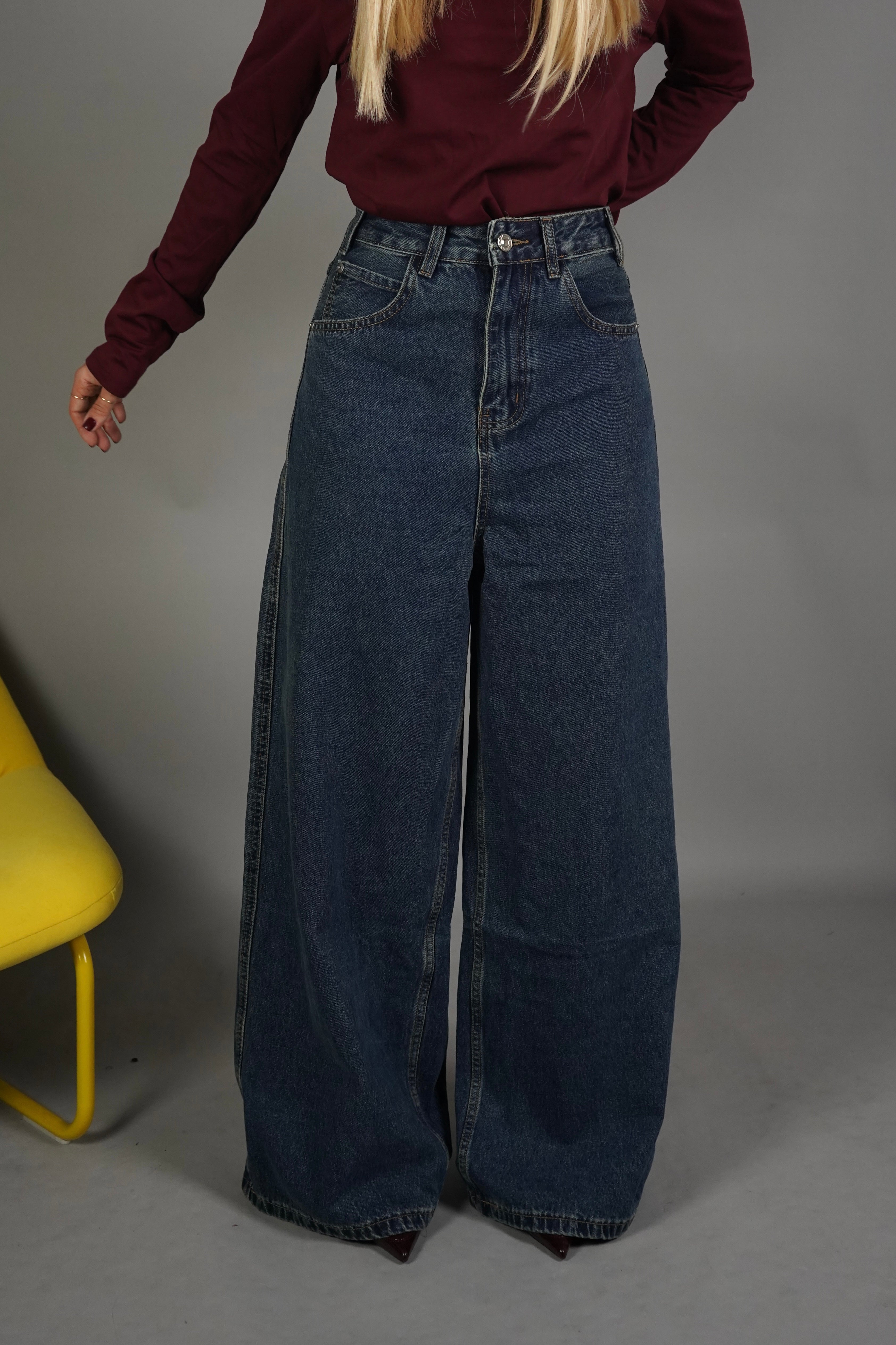 JEANS PALAZZO TASCA IN PELLE