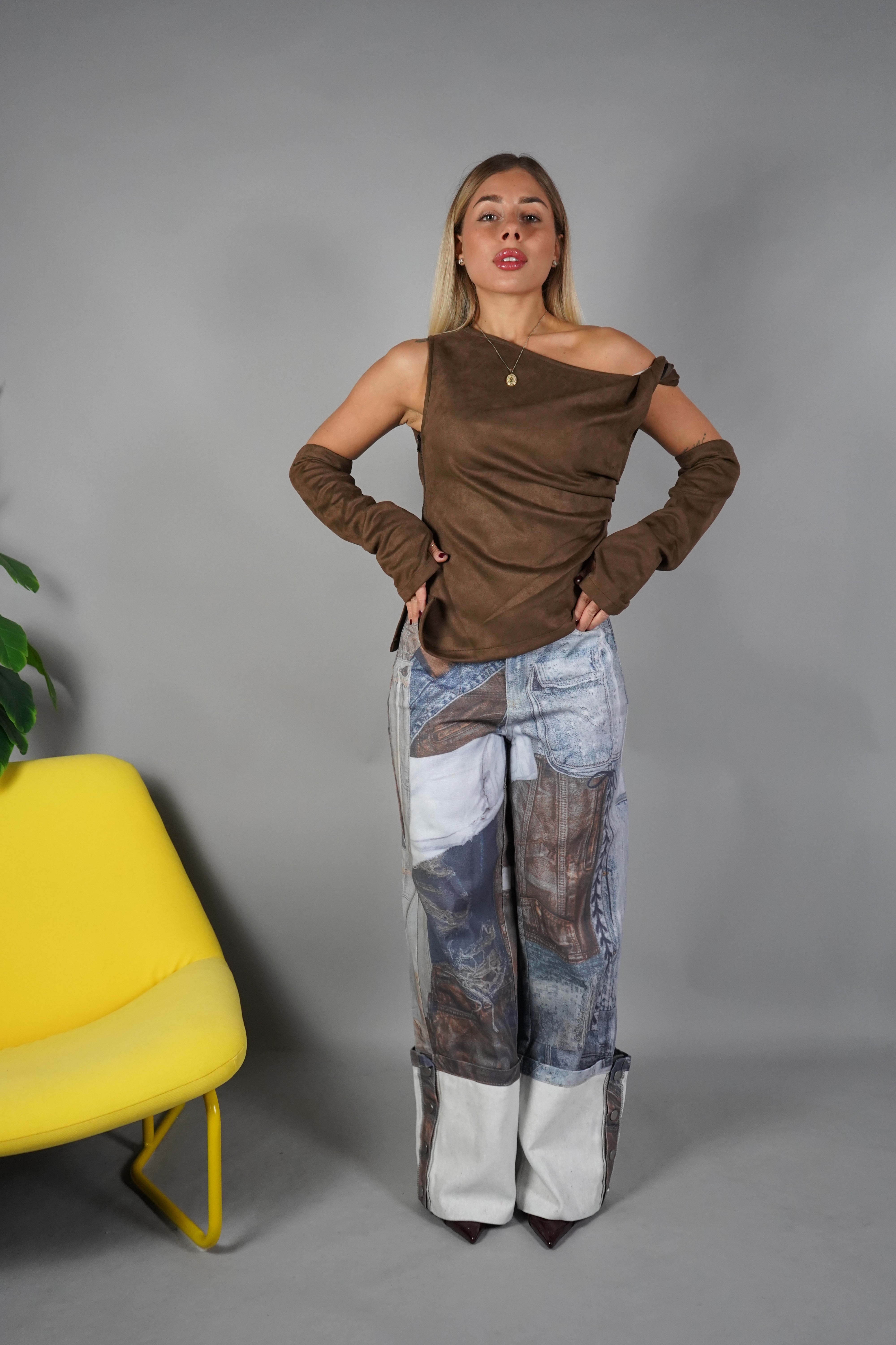 TOP MANICOTTO IN CAMOSCIO