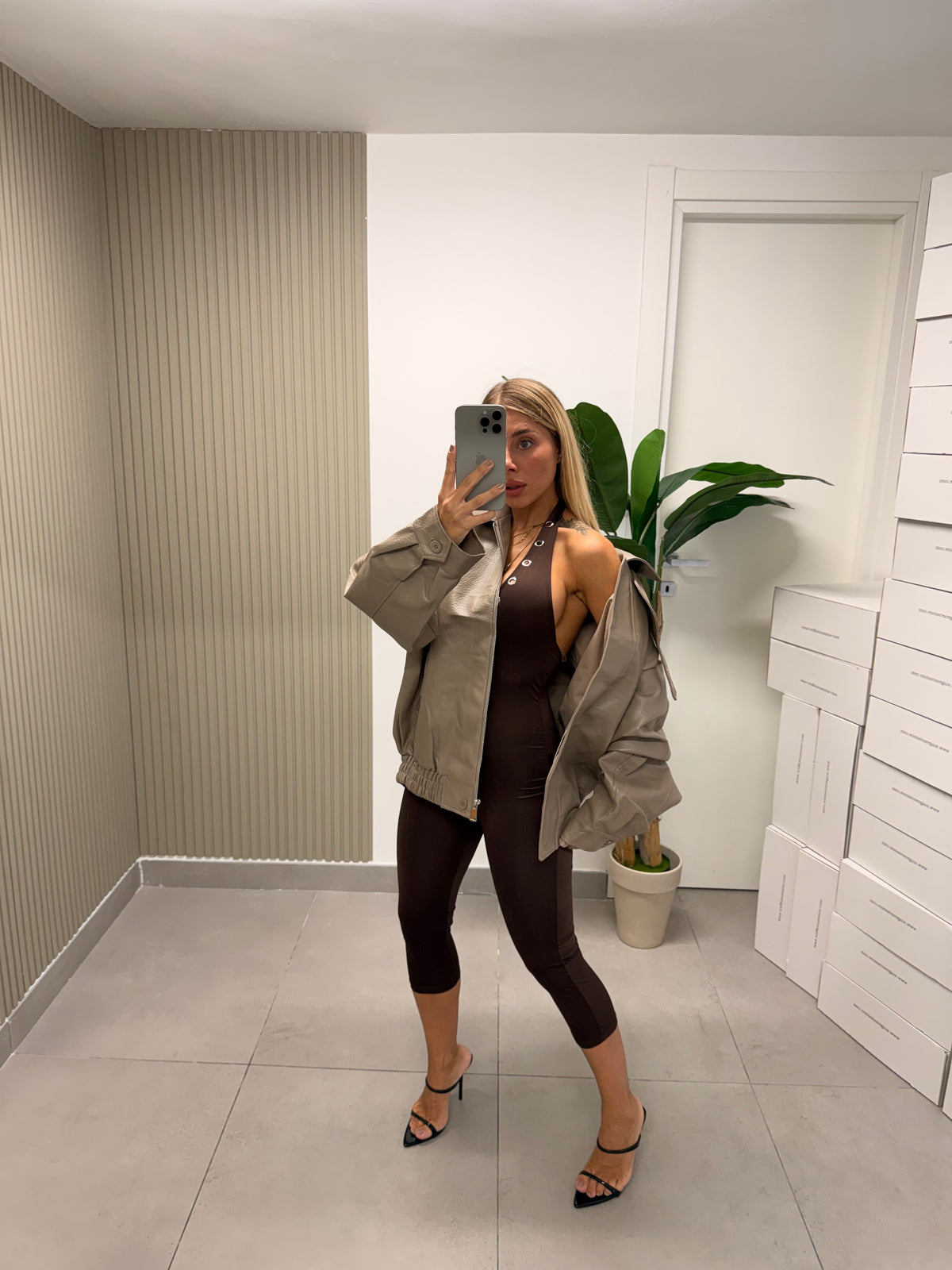 BOMBER ECOPELLE CON SPALLINA MADRID BEIGE
