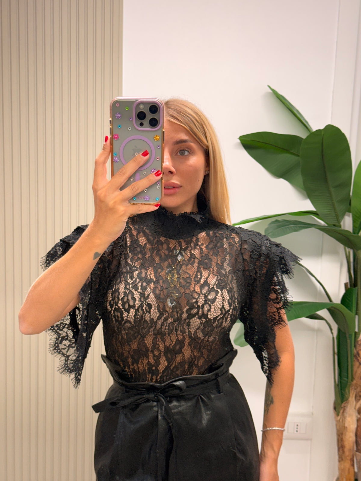 MAGLIA IN PIZZO NERA