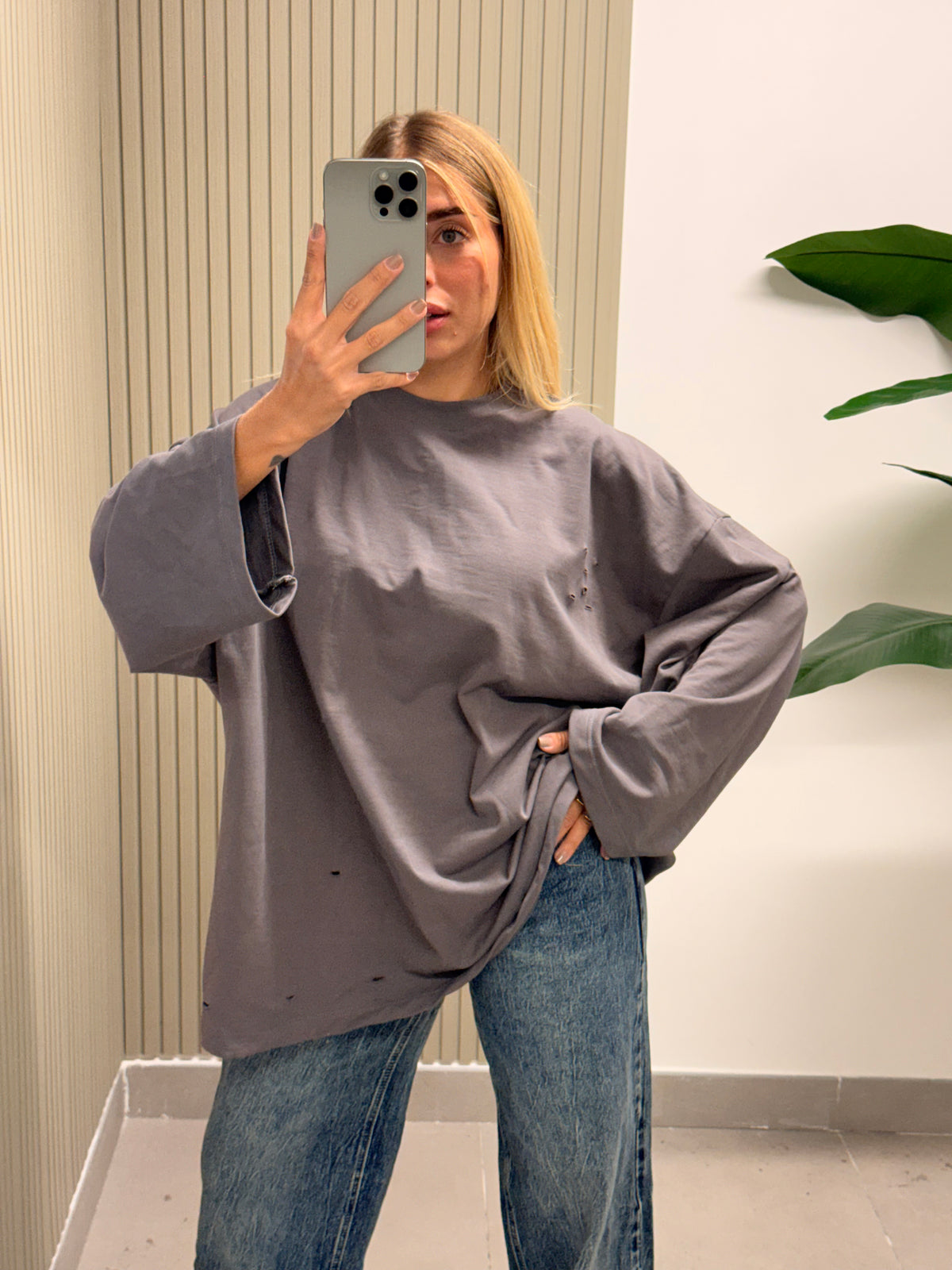 MAXI T-SHIRT BAROCK STRAPPI GRIGIO SCURO
