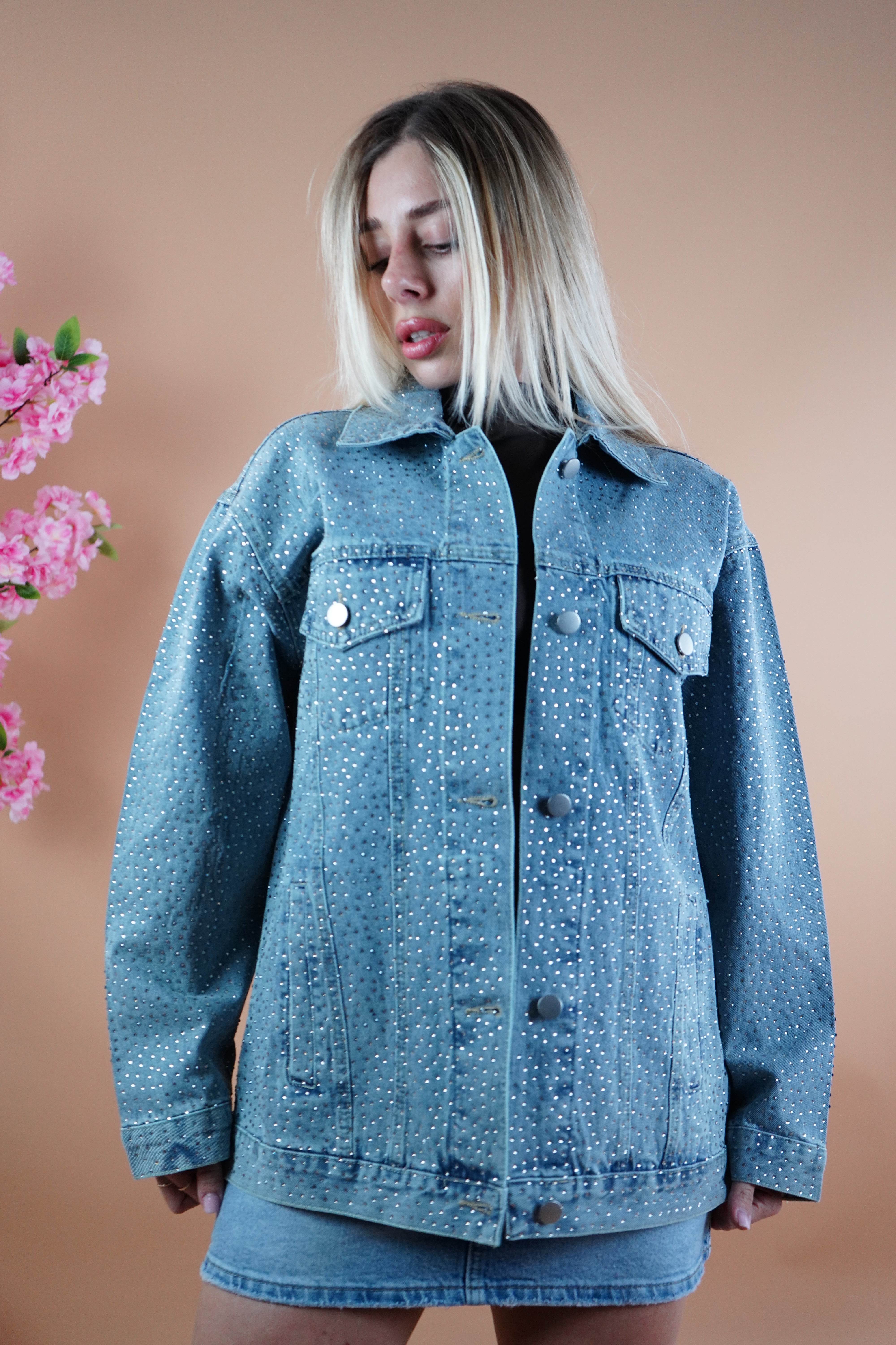GIACCA DENIM CON STRASS