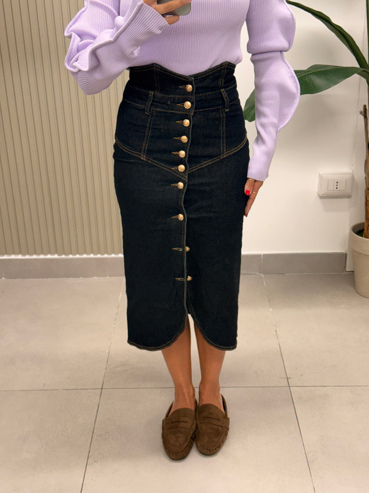 GONNA LONGUETTE DENIM SCURO