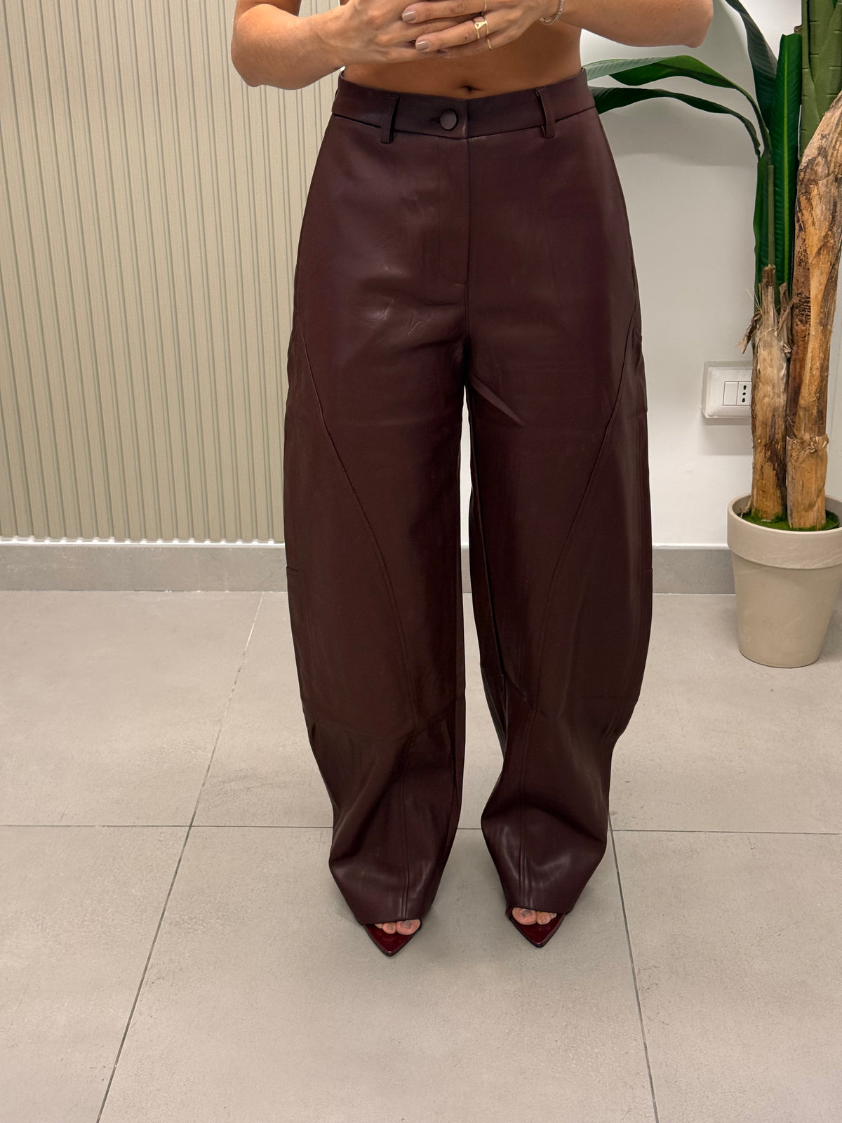 PANTALONE ECOPELLE BORDEAUX