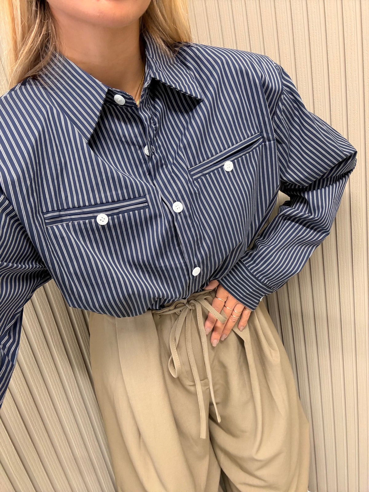 CAMICIA GESSATA BLU