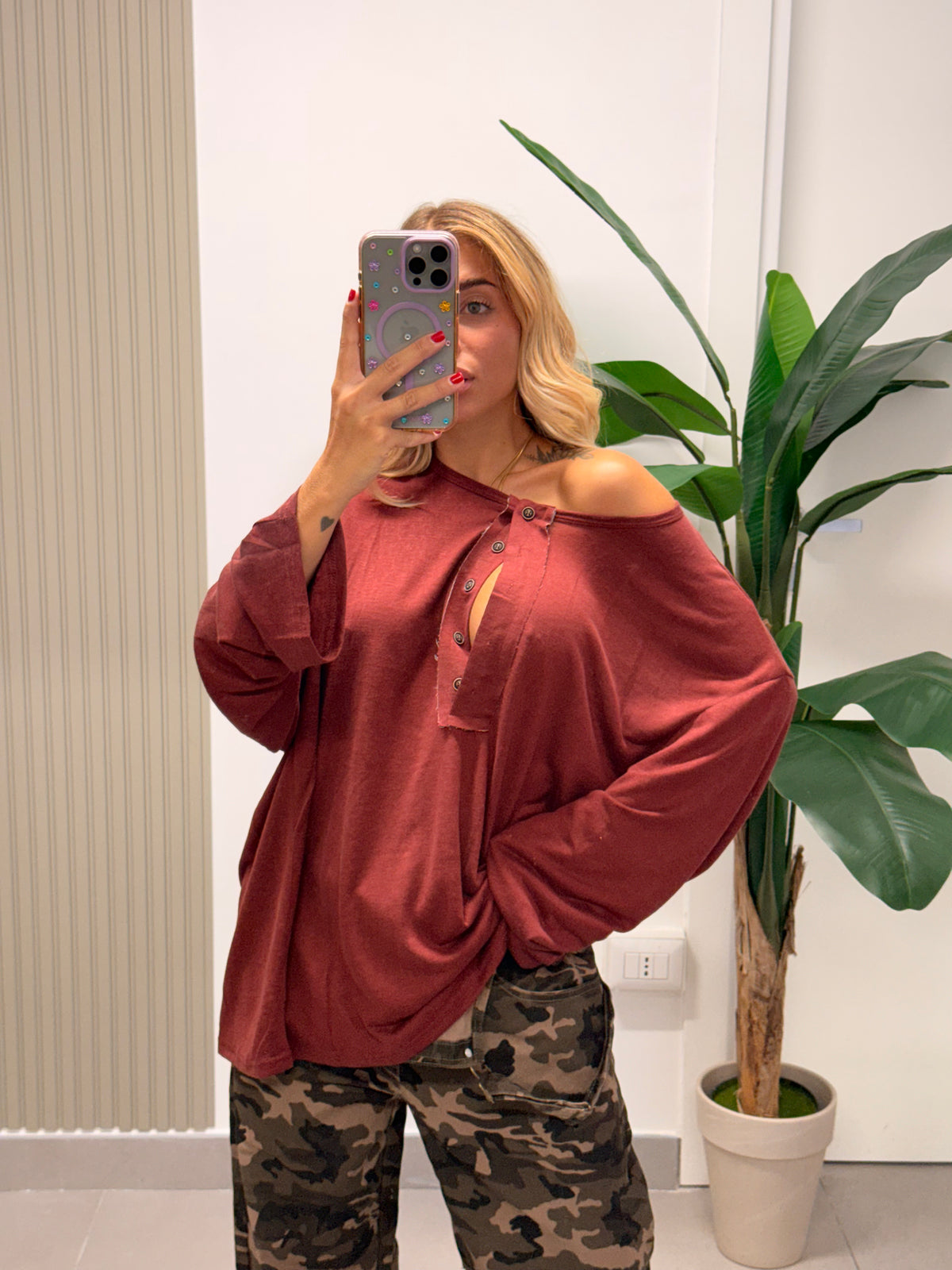 MAXI T-SHIRT BOYFRIEND BORDEAUX