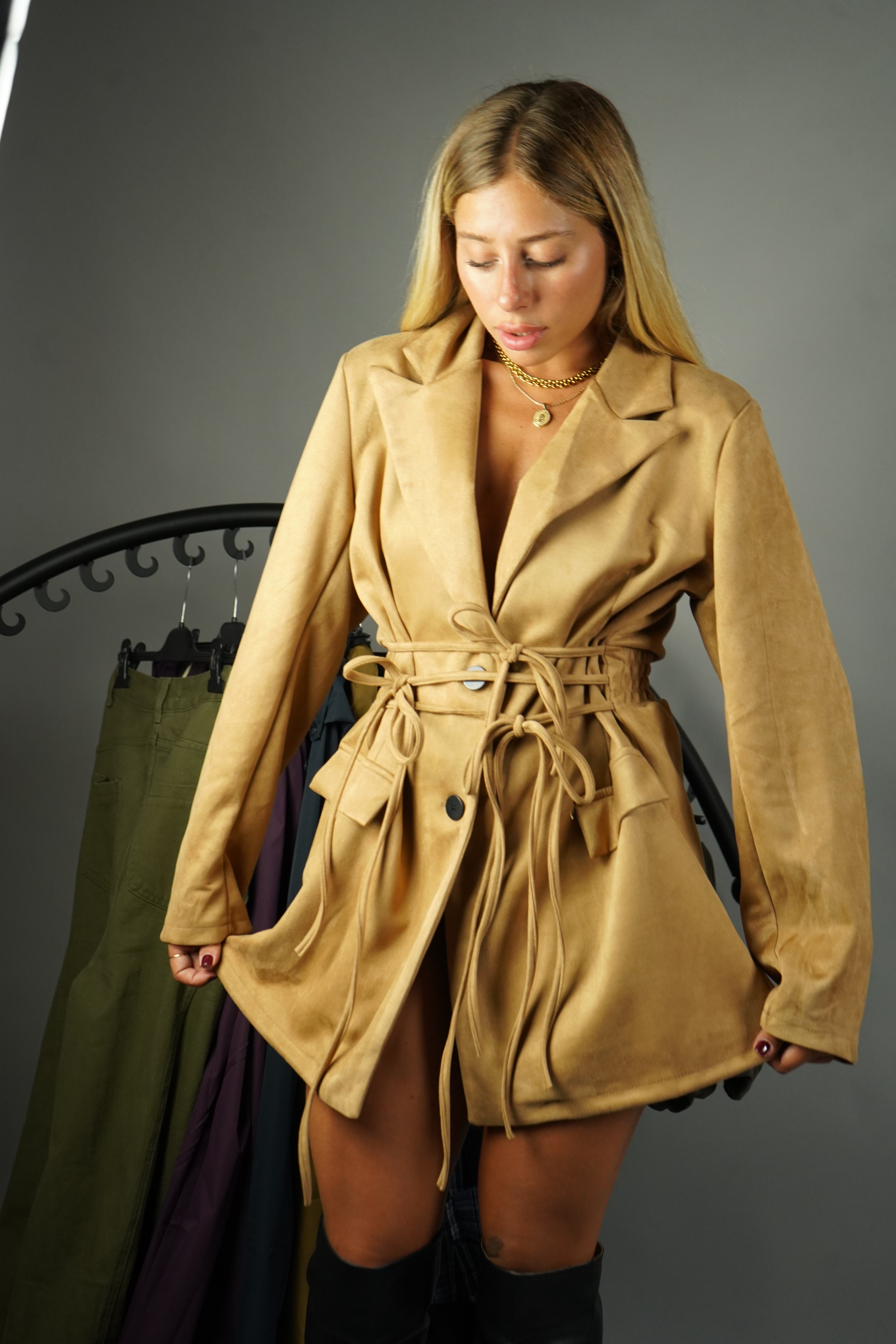 BLAZER DRESS CAMOSCIO BEIGE