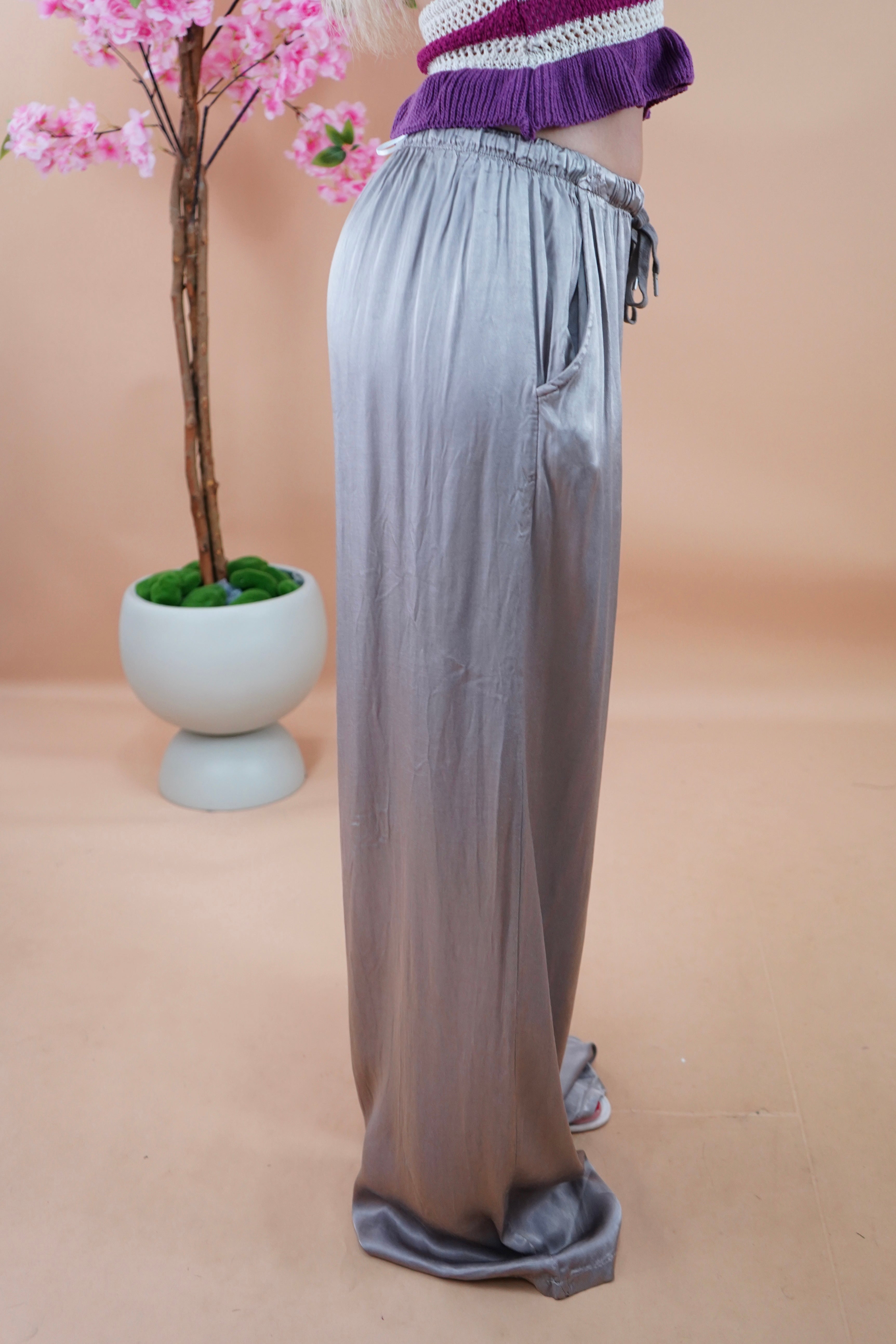 PANTALONE SATIN FANGO