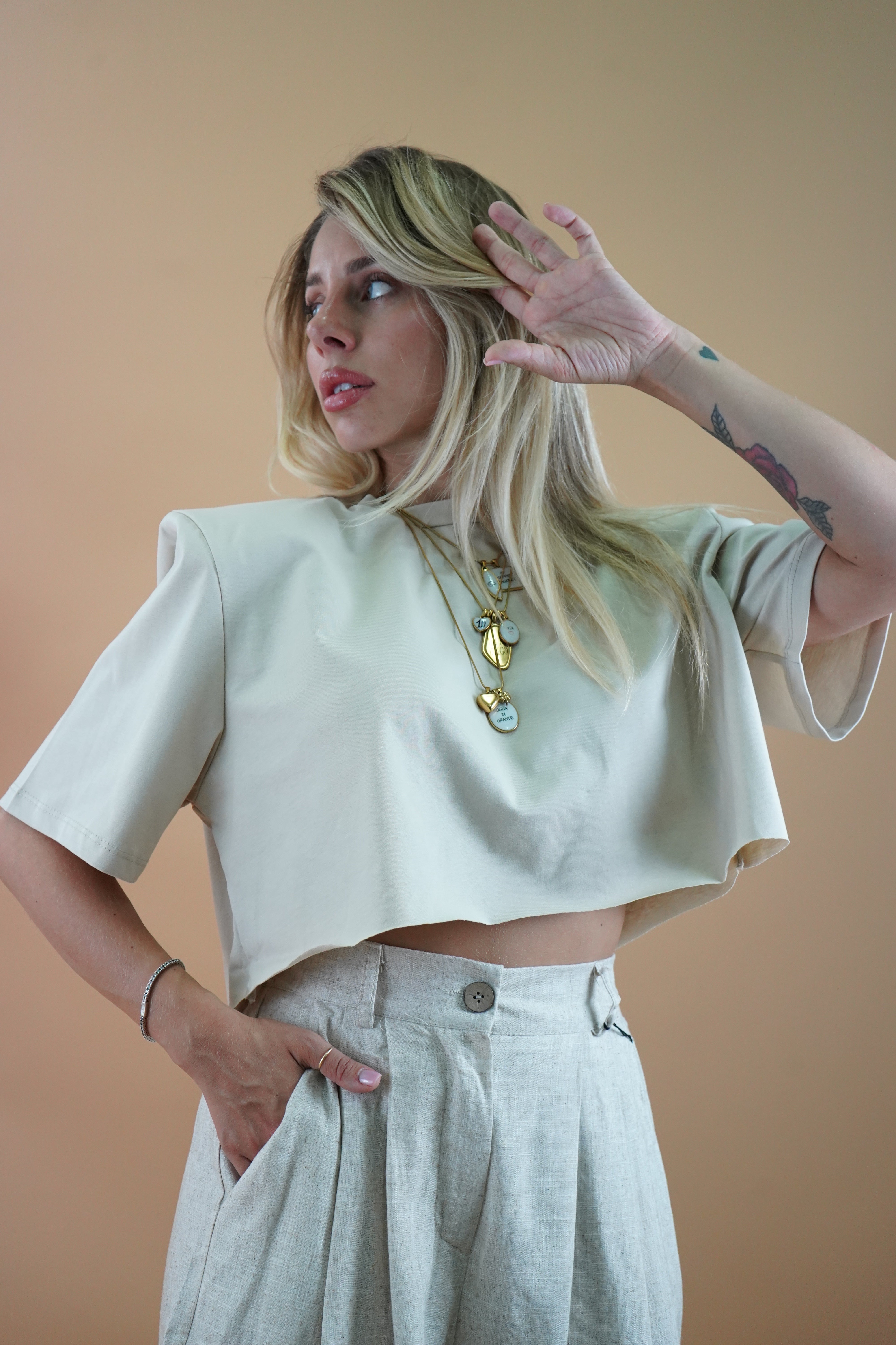 T-SHIRT CROP BEIGE