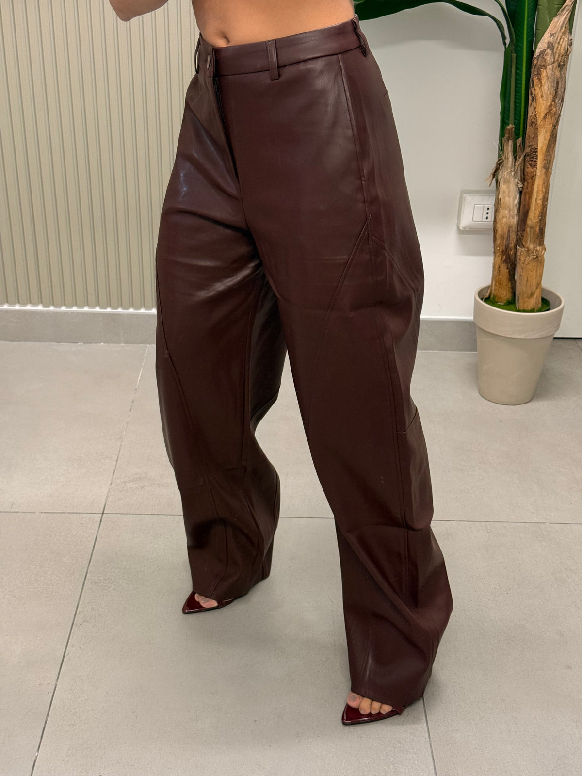 PANTALONE ECOPELLE BORDEAUX