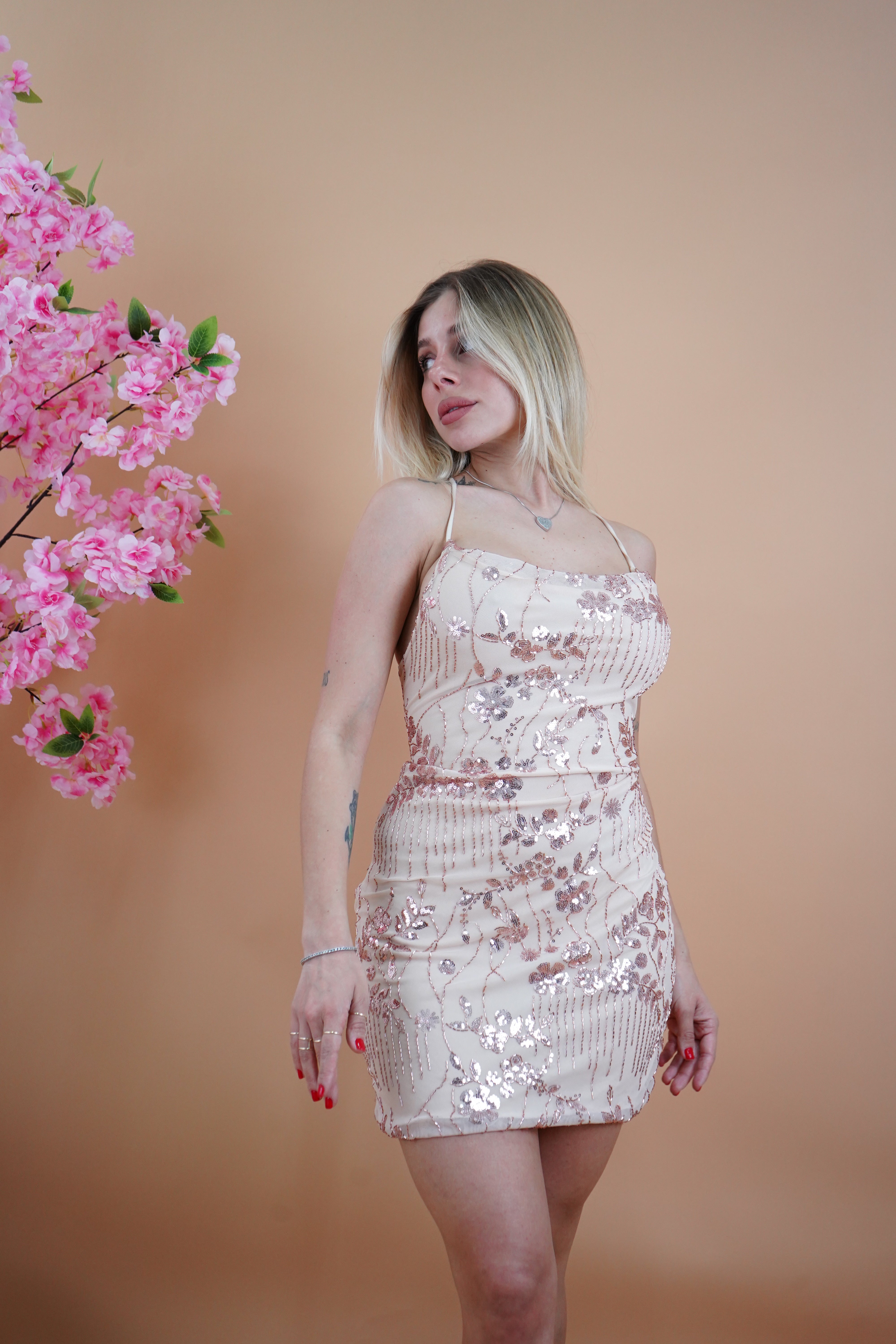 MINI DRESS PAILLETTES ROSA CIPRIA