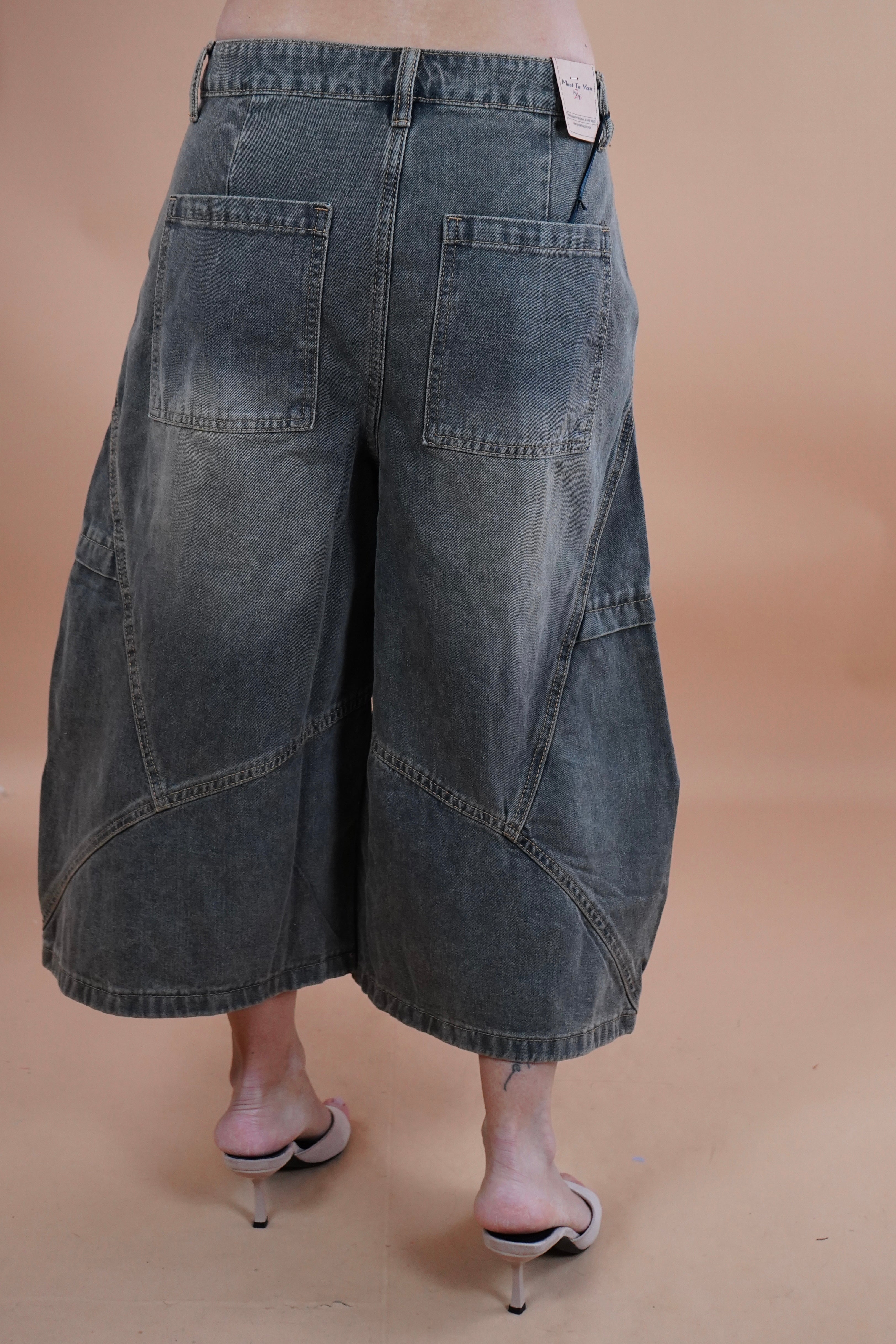 BERMUDA BALLON OVERSIZE DENIM NERO