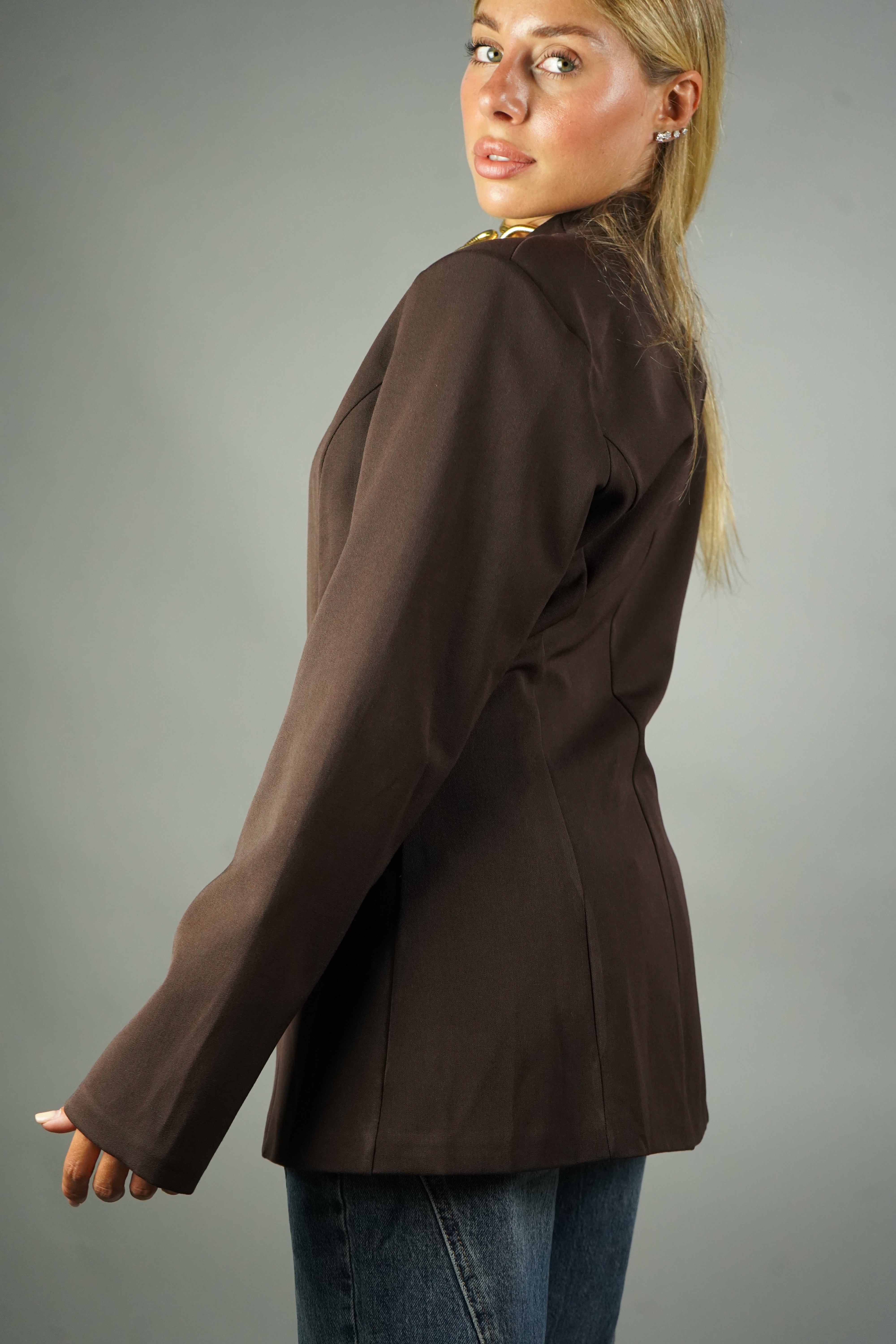 BLAZER AVVITATO MARRONE