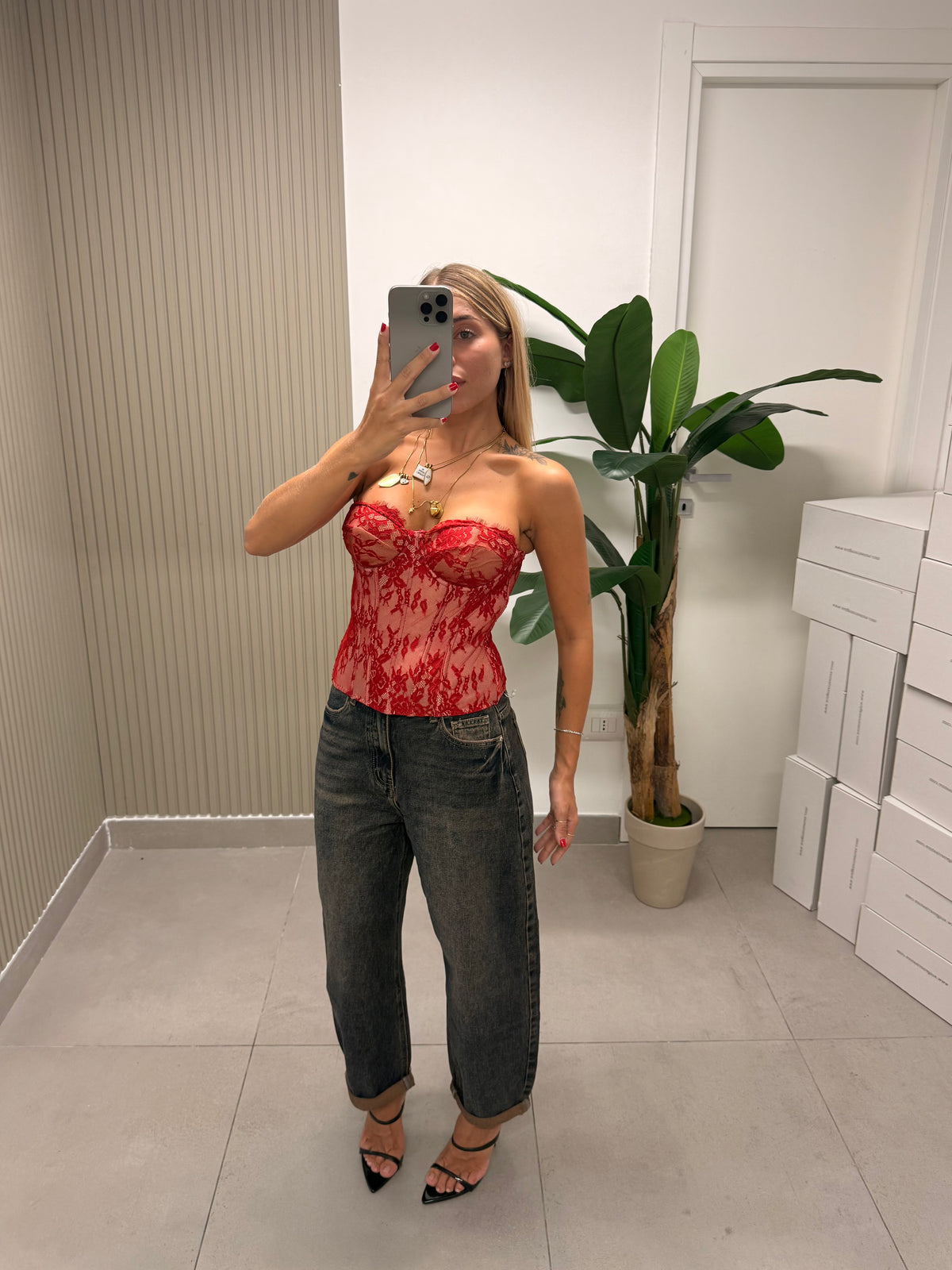 JEANS BARRELL DENIM SCURO