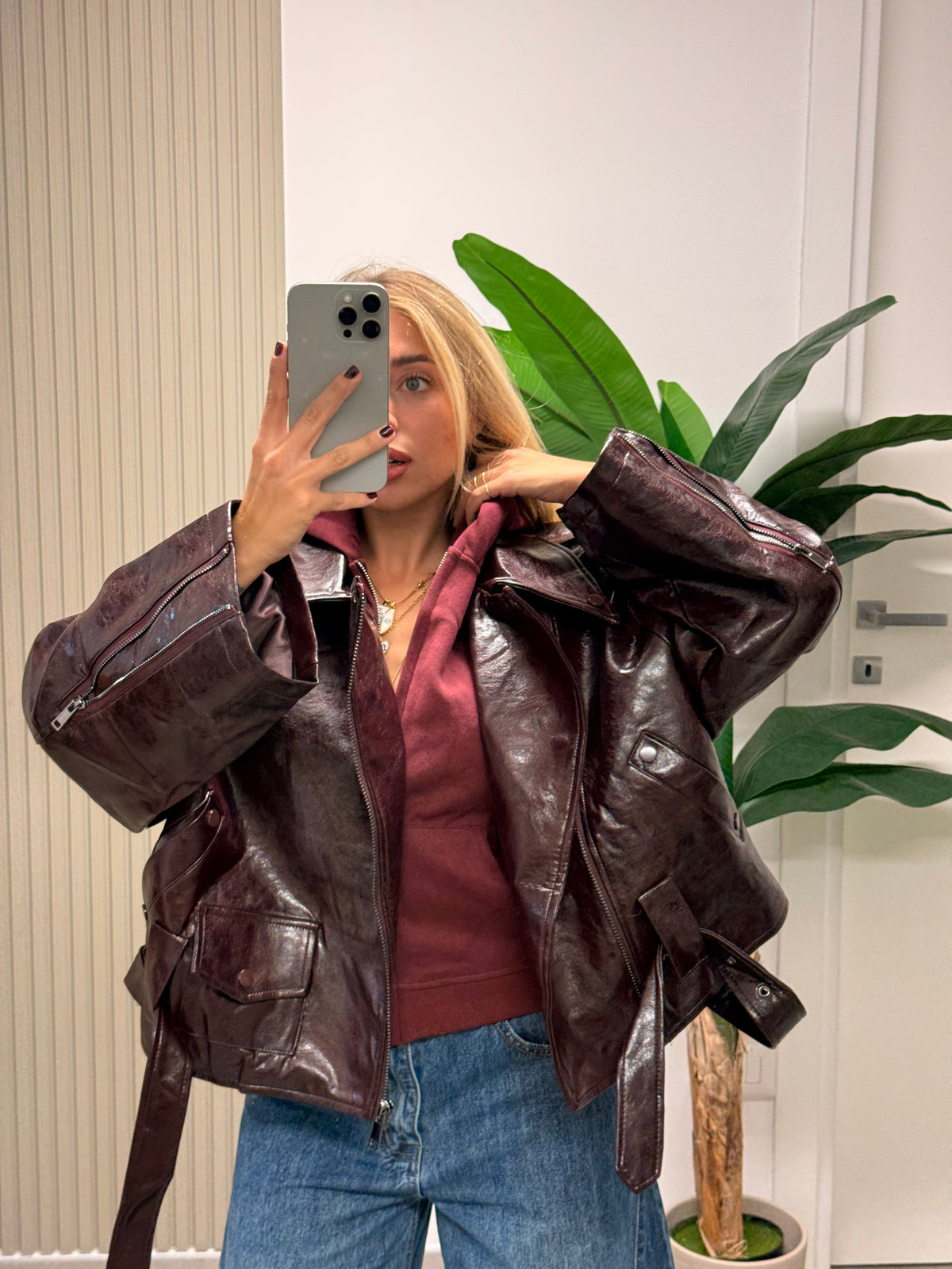 CHIODO ECOPELLE OVERSIZE MARSIGLIA BURGUNDY