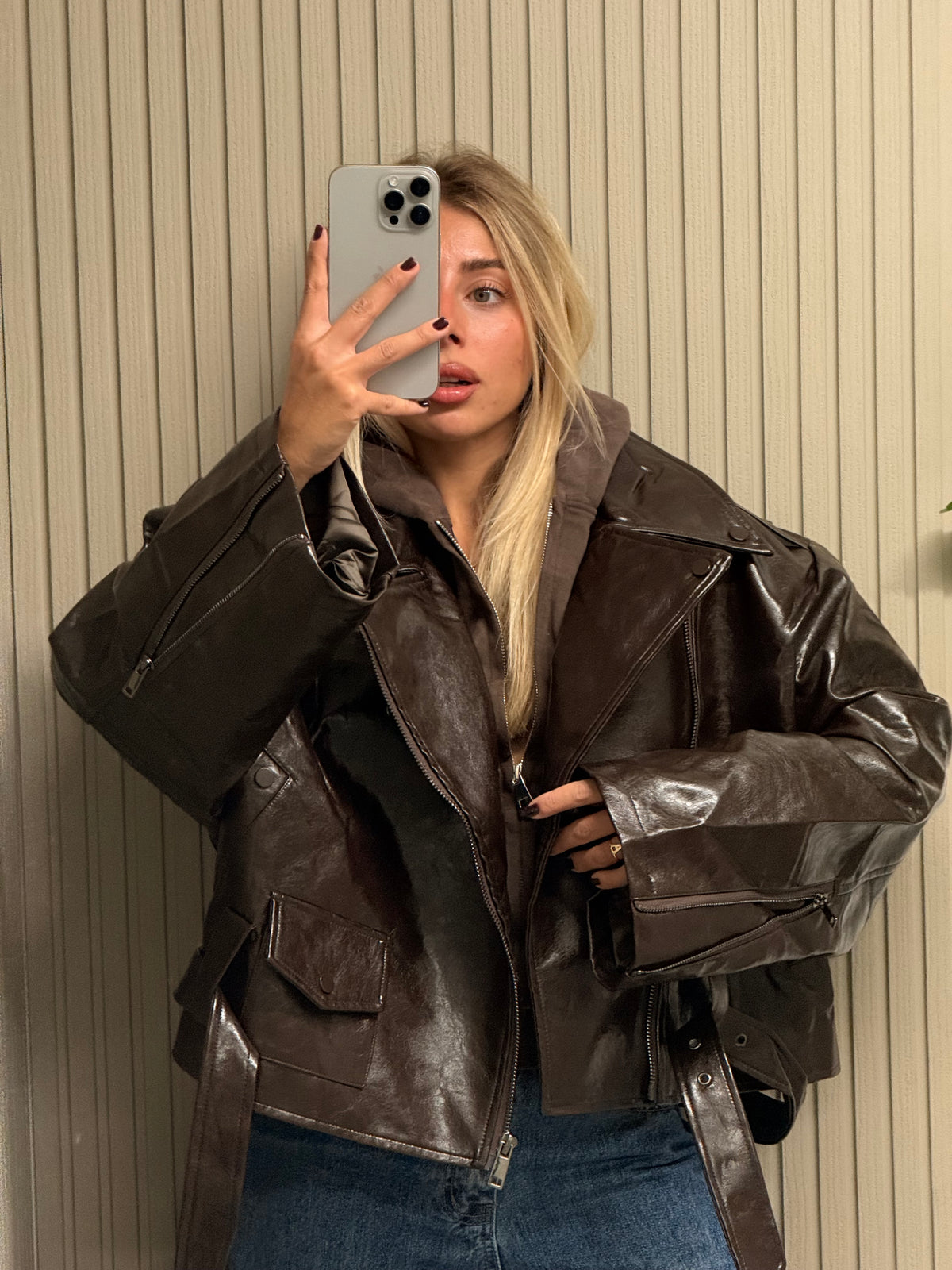 CHIODO ECOPELLE OVERSIZE MARSIGLIA MARRONE