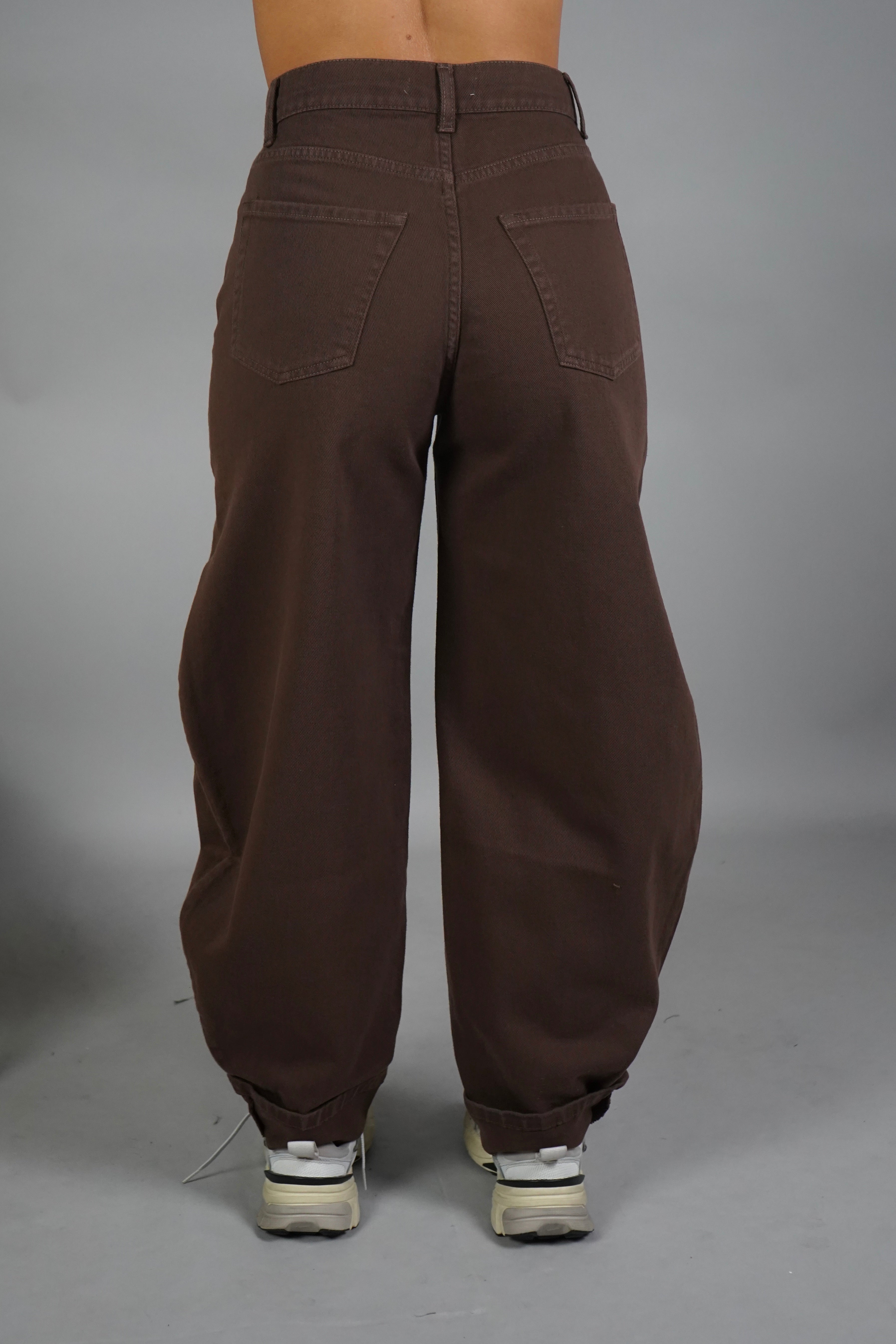 JEANS BALLON RISVOLTO MARRONE