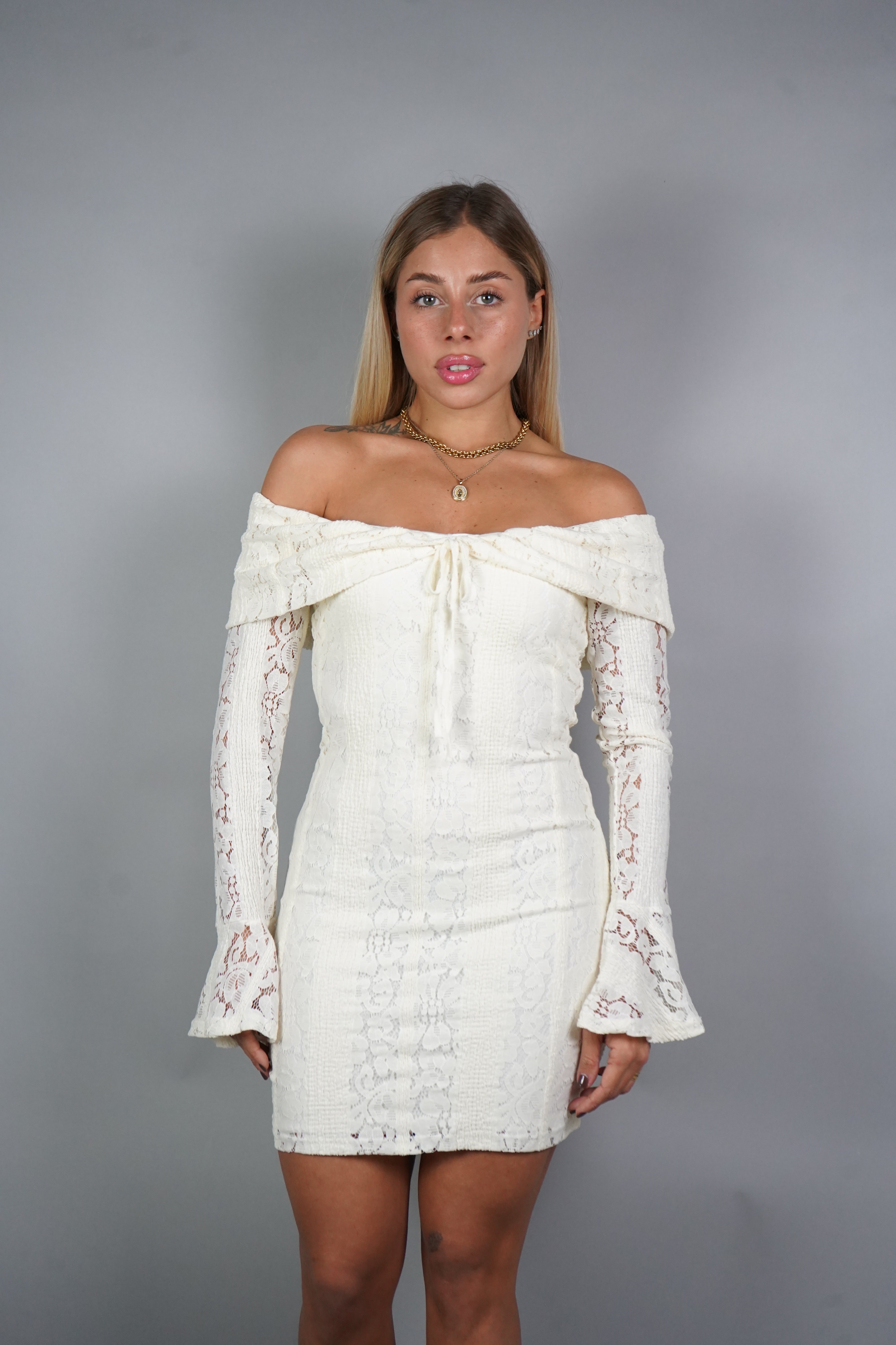 MINI DRESS PIZZO PANNA