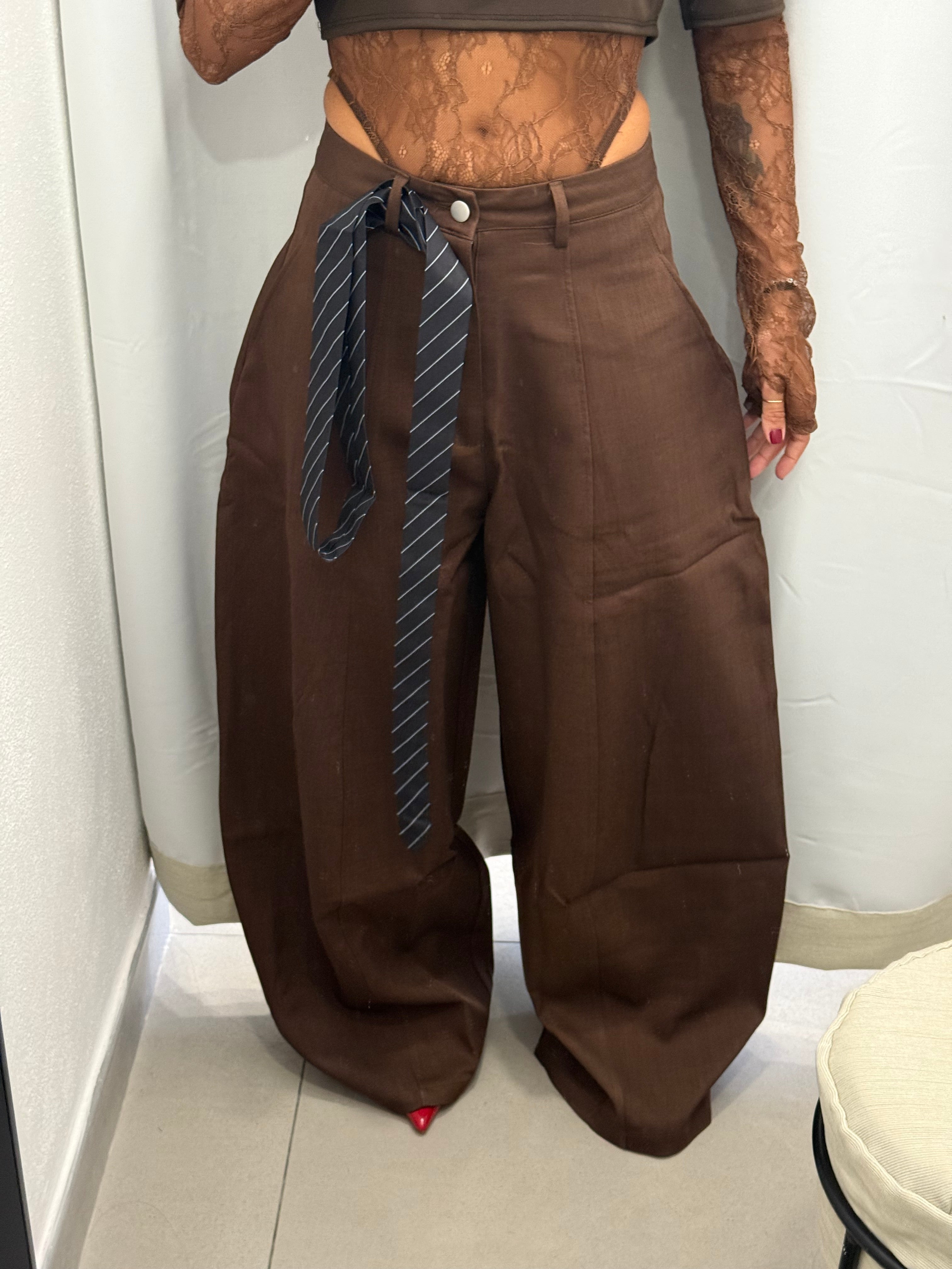PANTALONE BALLON CRAVATTA MARRONE
