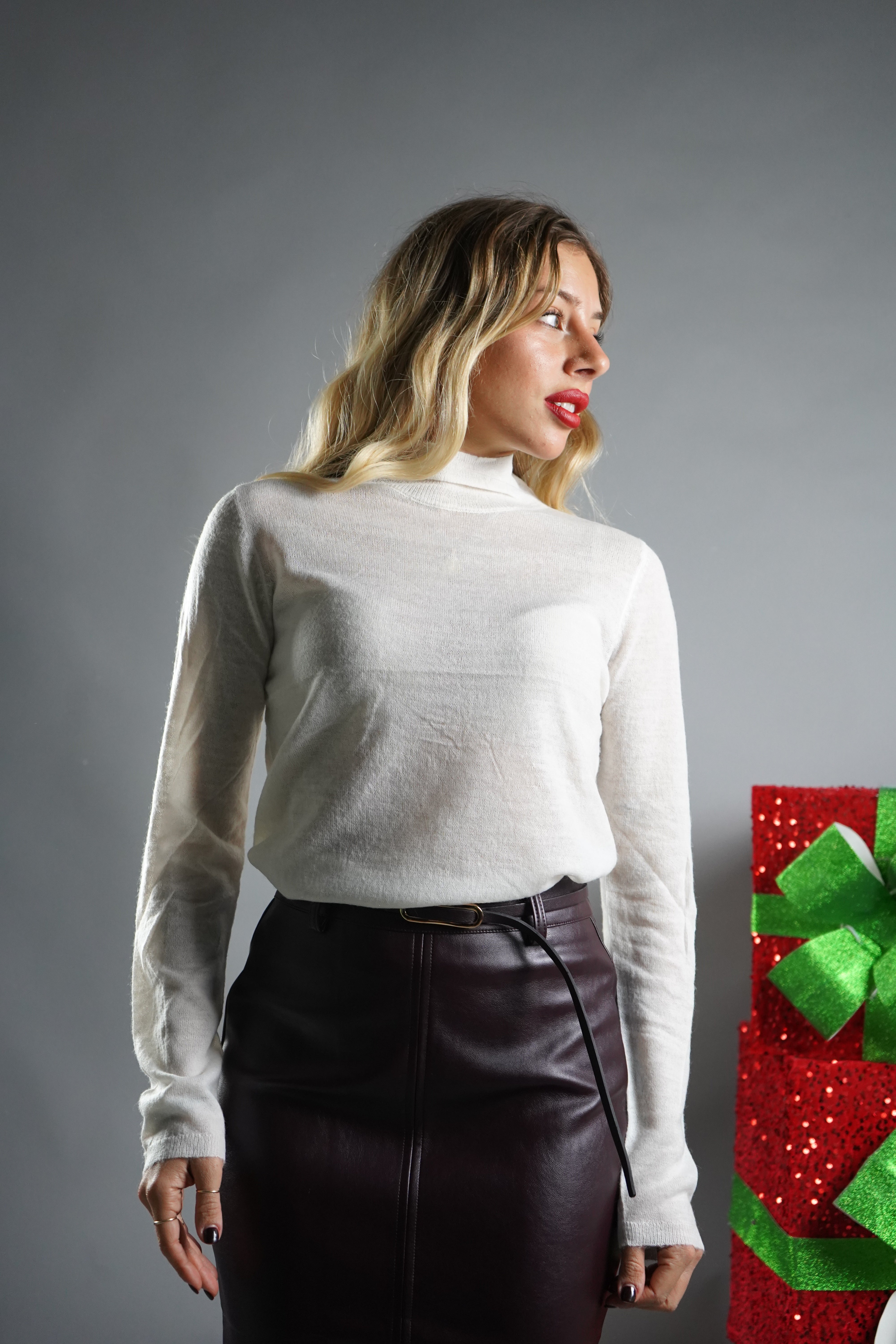 LUPETTO CASHMERE SEMIVELATO BIANCO