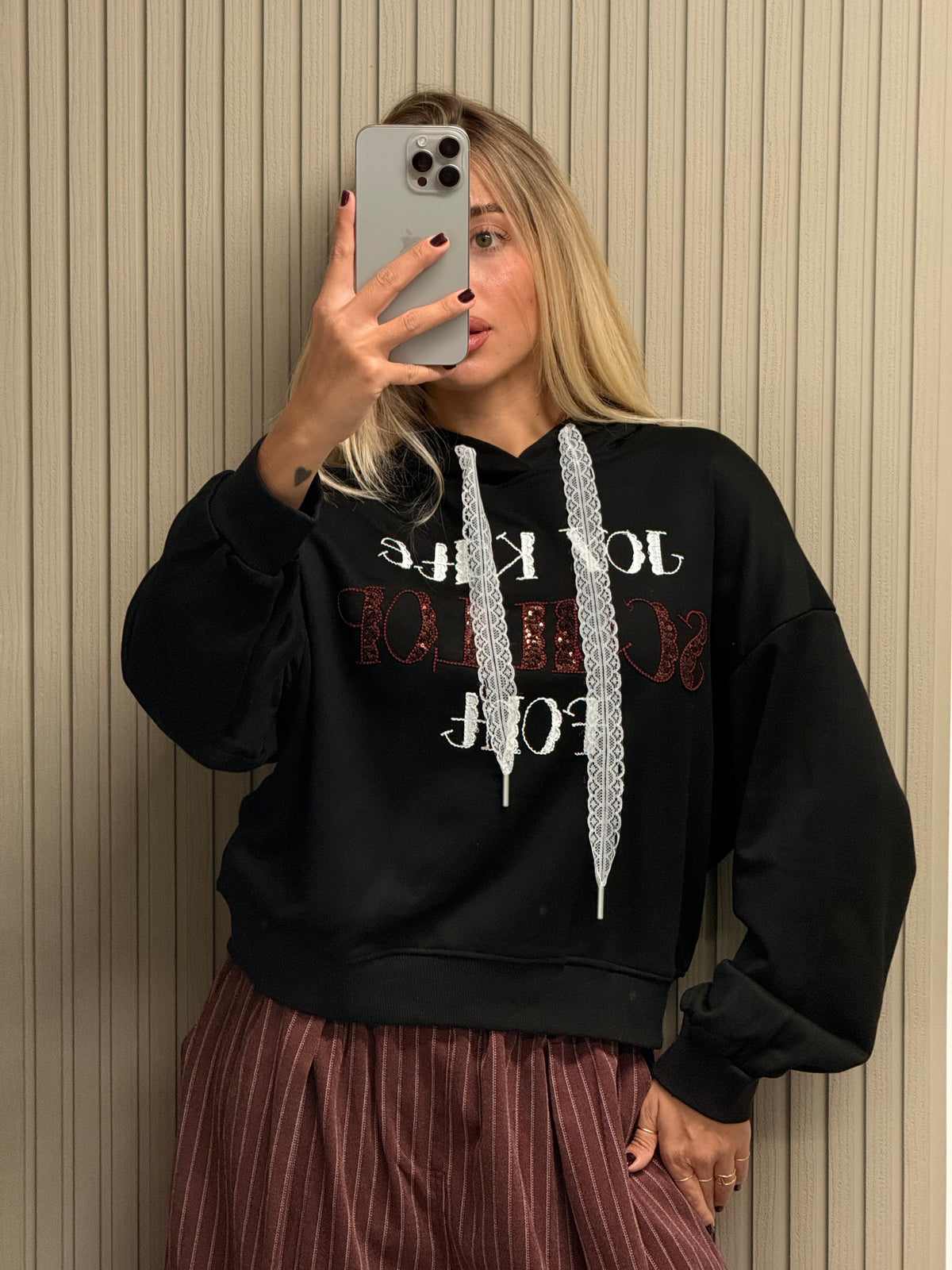 FELPA CROP ONYX NERO