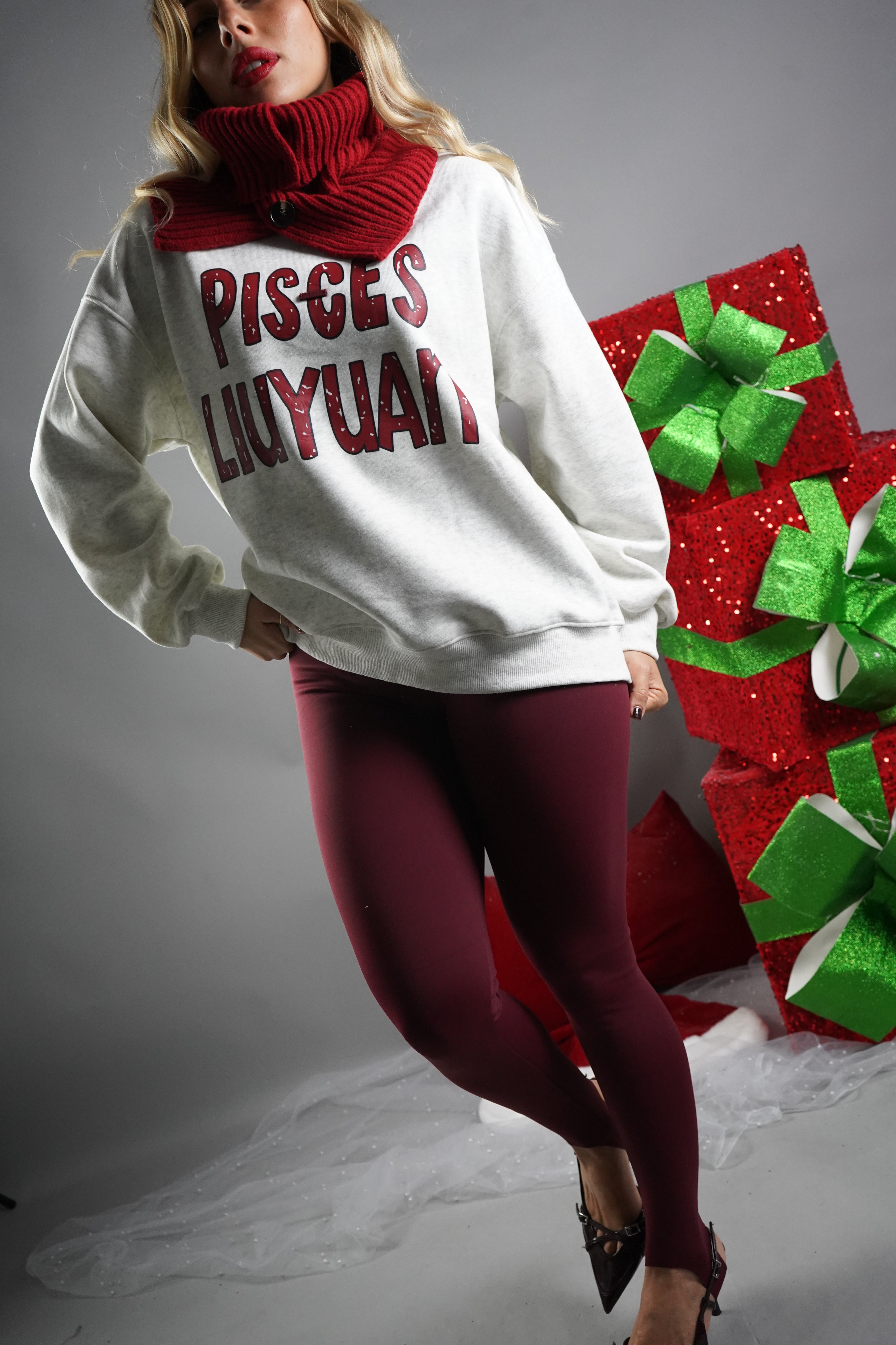 FELPA LUIS CON SCIARPA PANNA