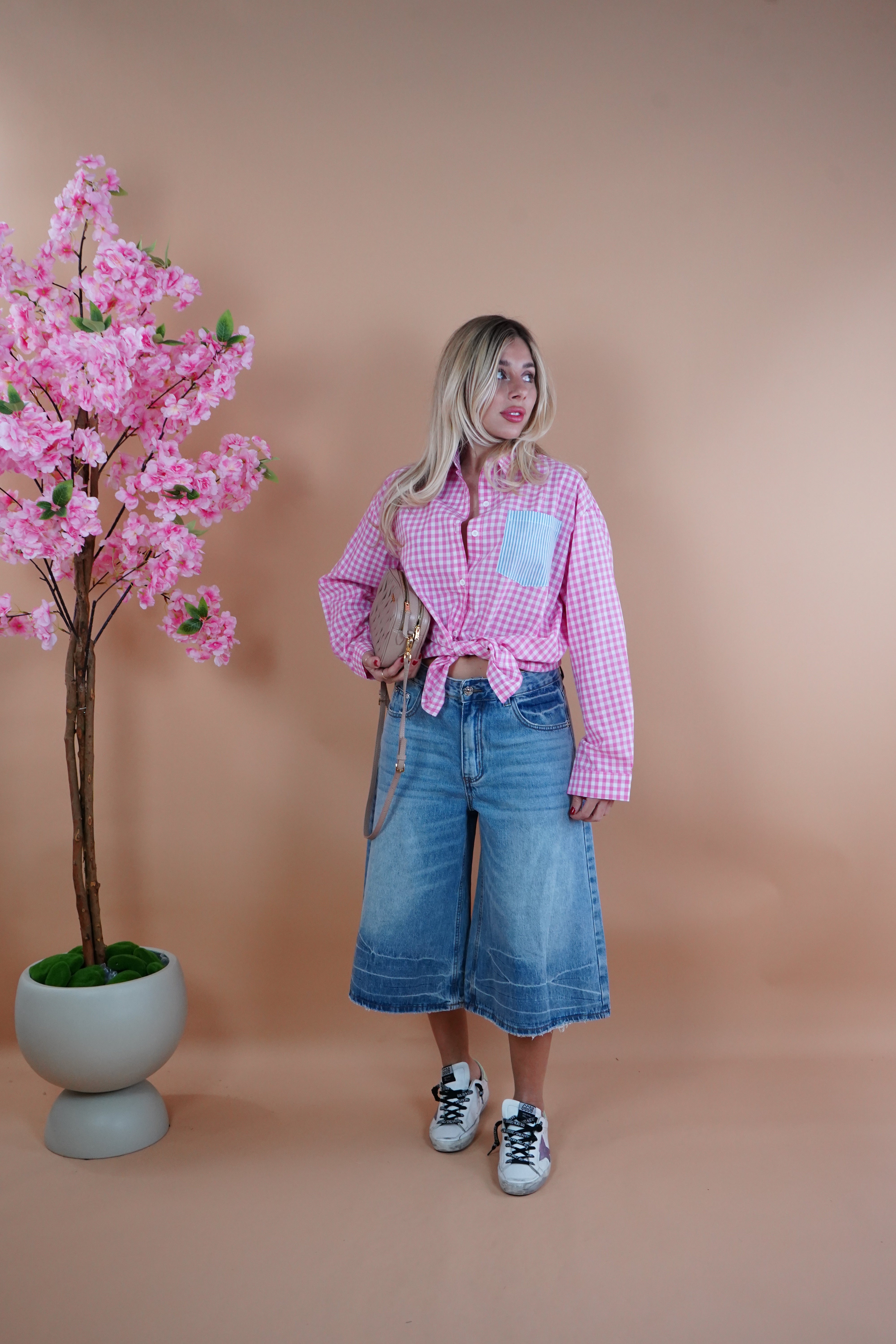CAMICIA QUADRETTI ROSA