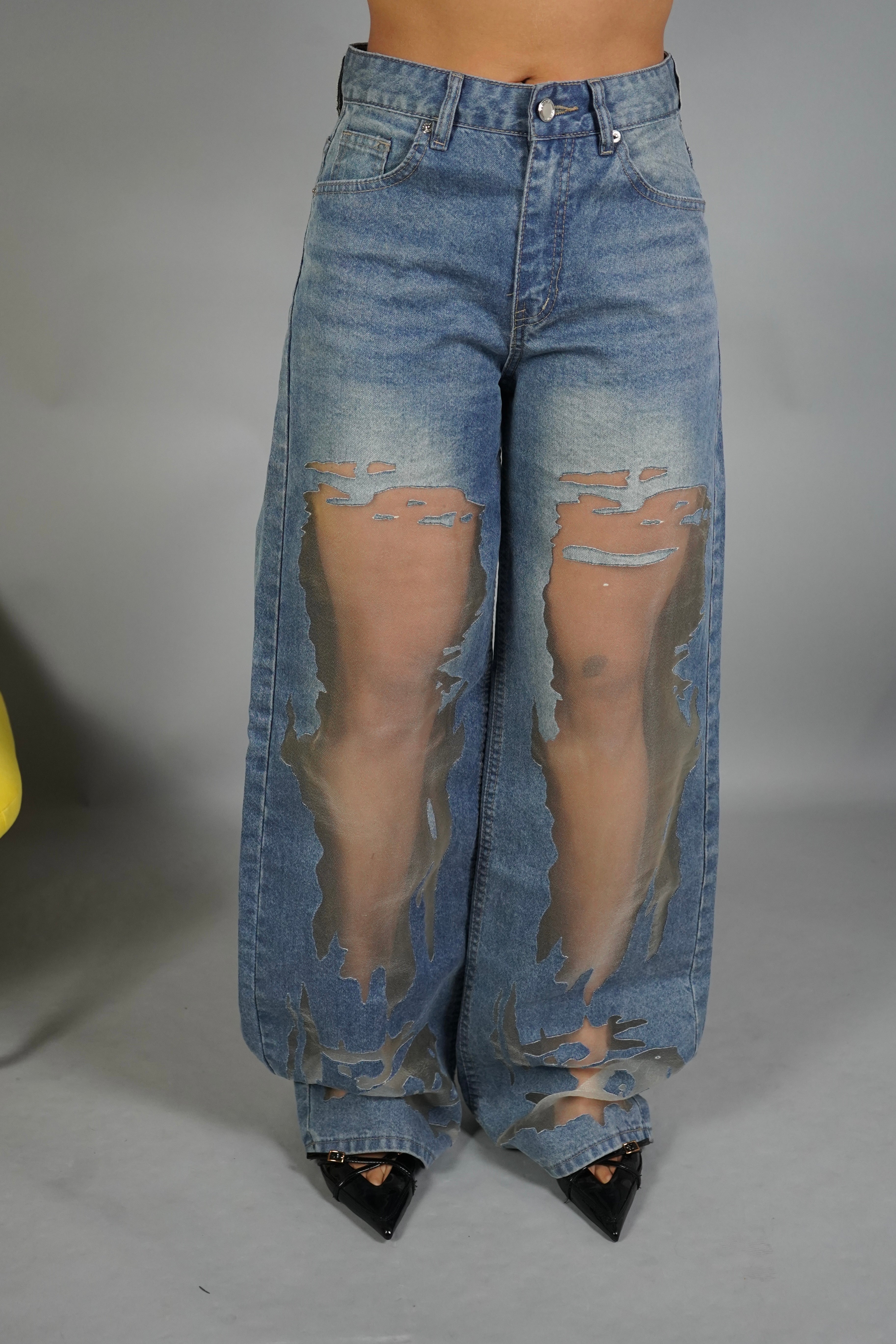 JEANS WIDE LEG TRASPARENZE