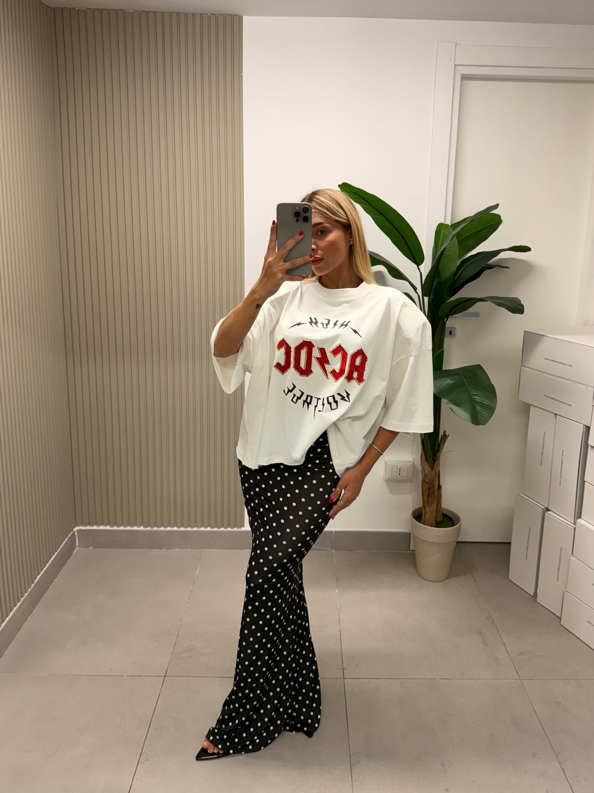 T-SHIRT BOXY ACDC BIANCA