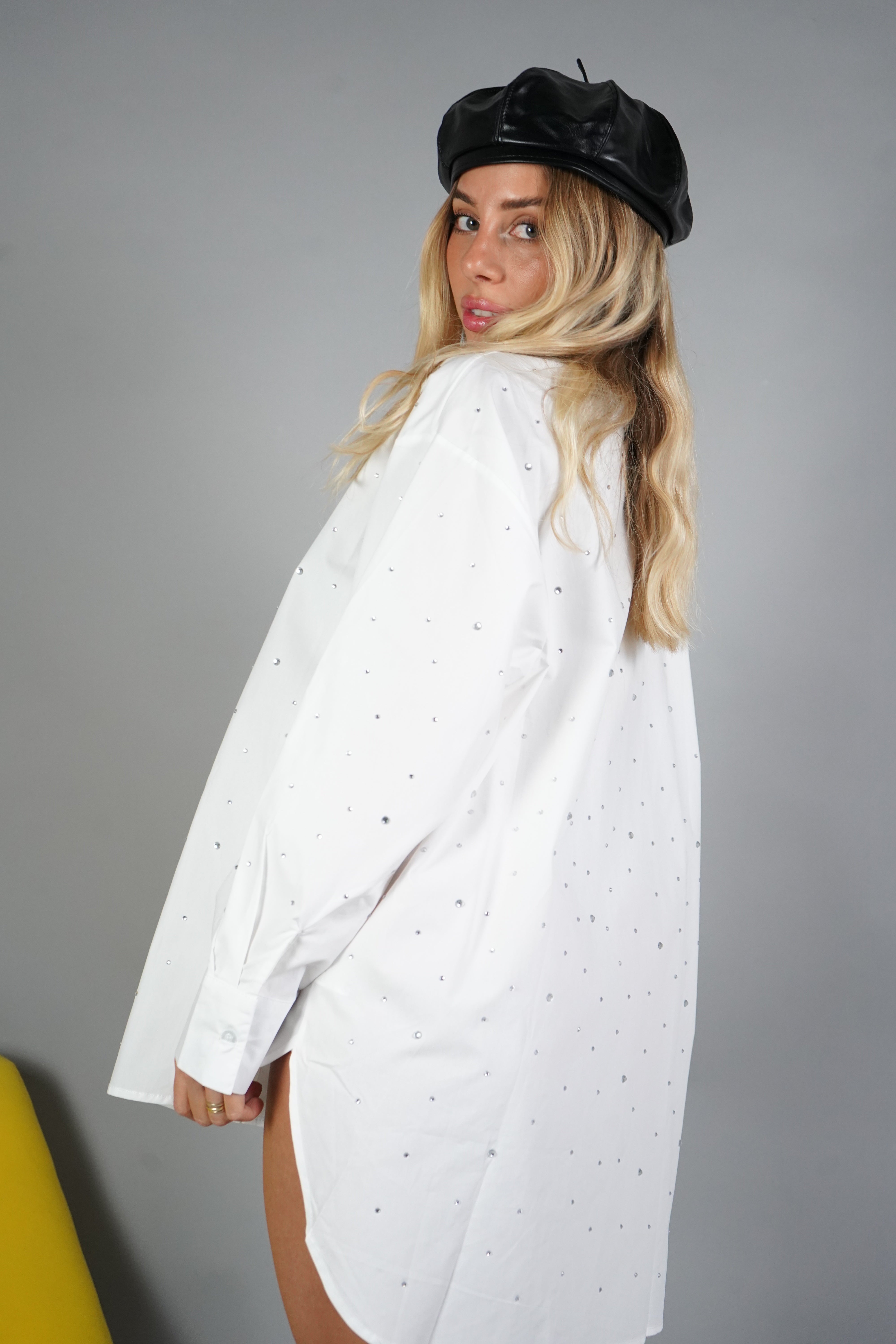 MAXI CAMICIA STRASS BIANCA