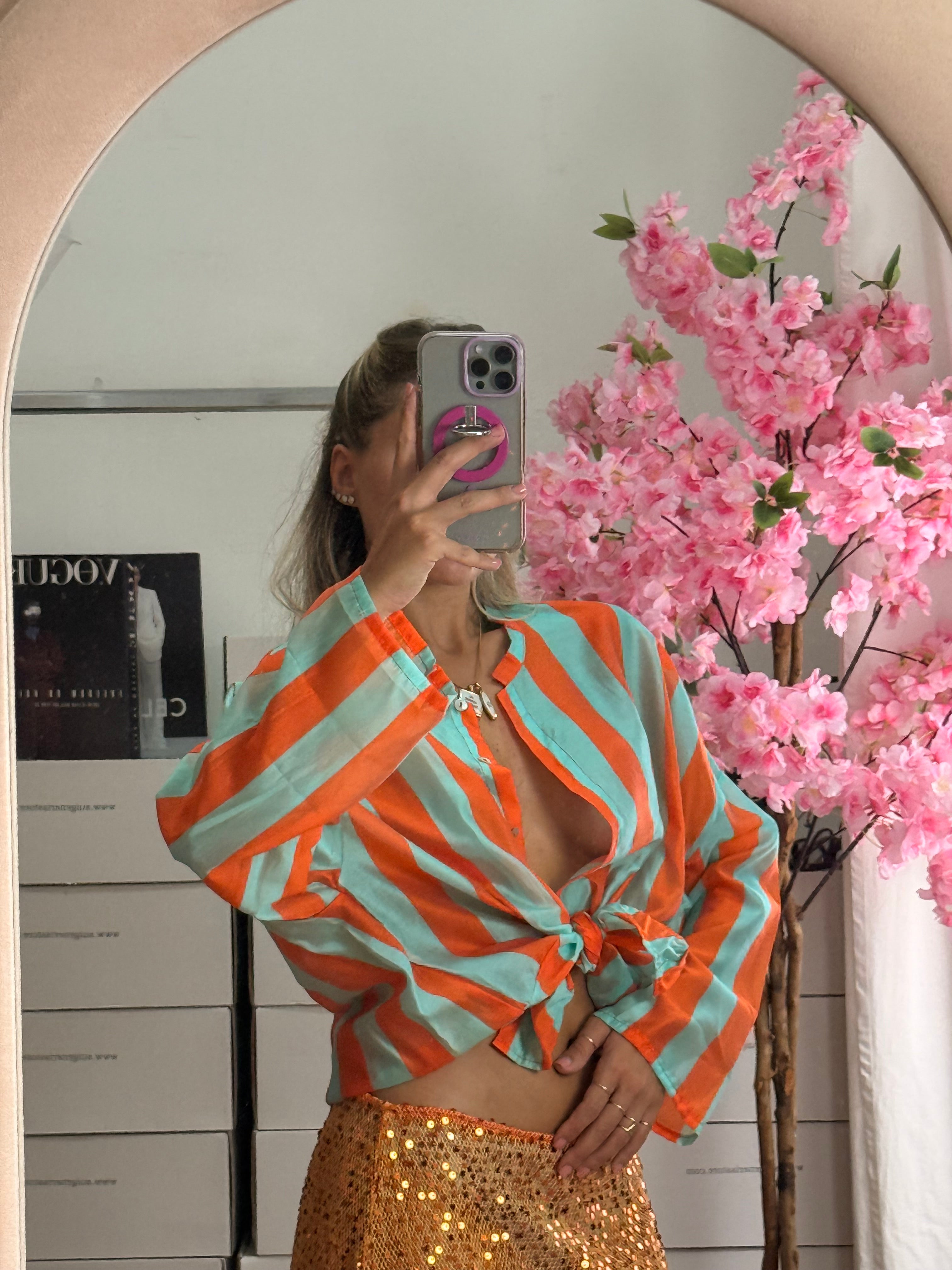 CAMICIA RIGHE ARANCIONE