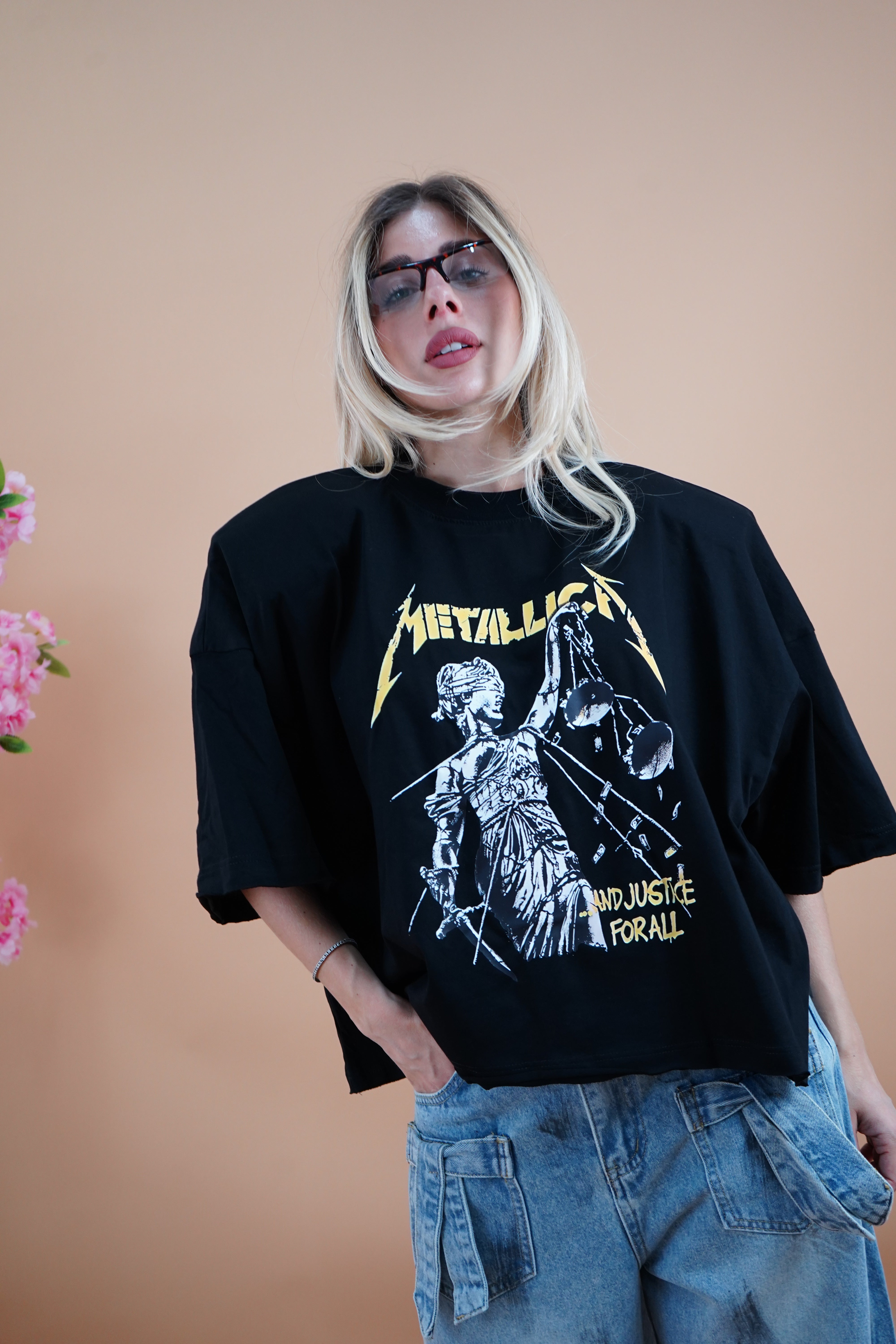 T-SHIRT ROCK BOXY METALLICA GIALLO