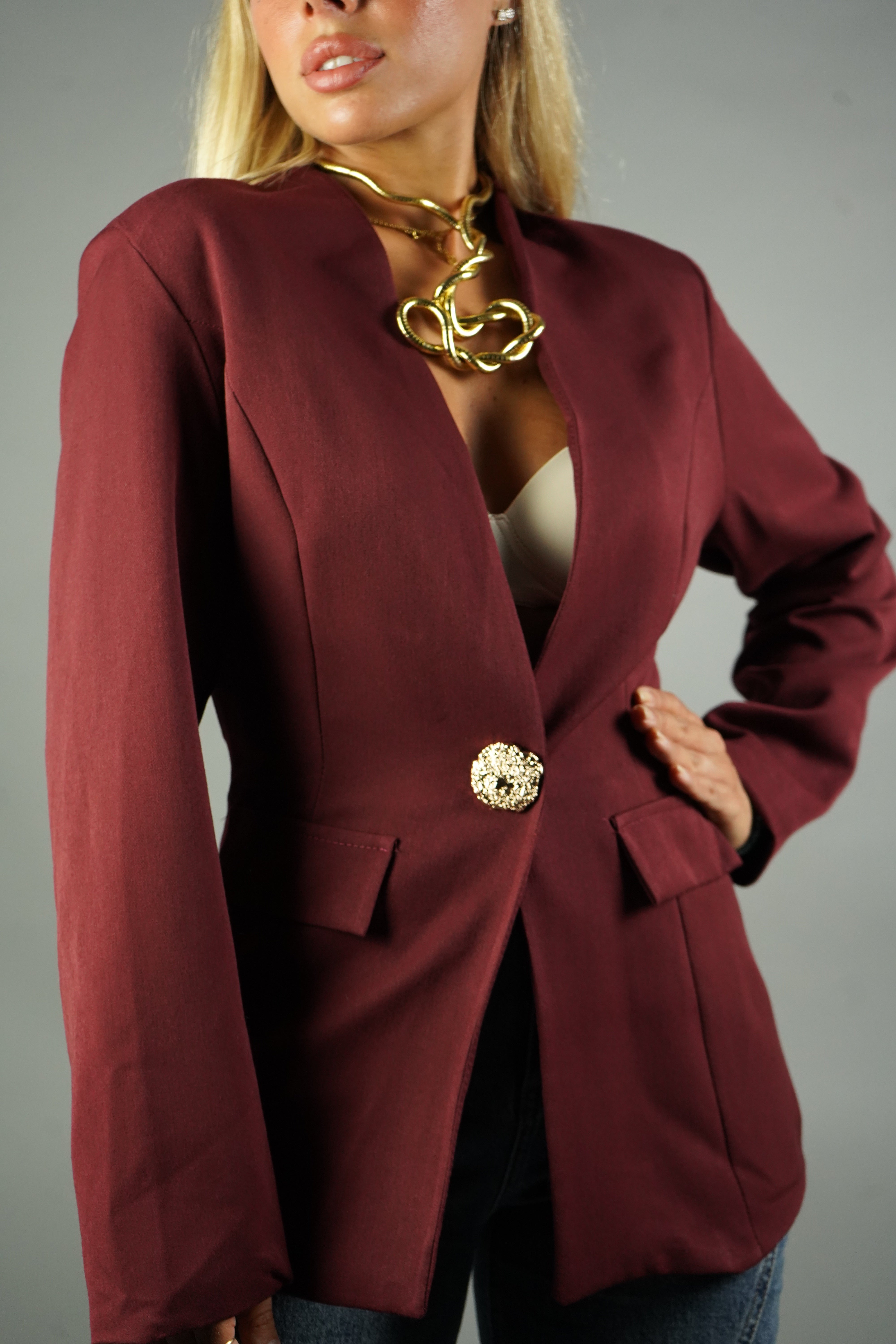 BLAZER AVVITATO BORDEAUX
