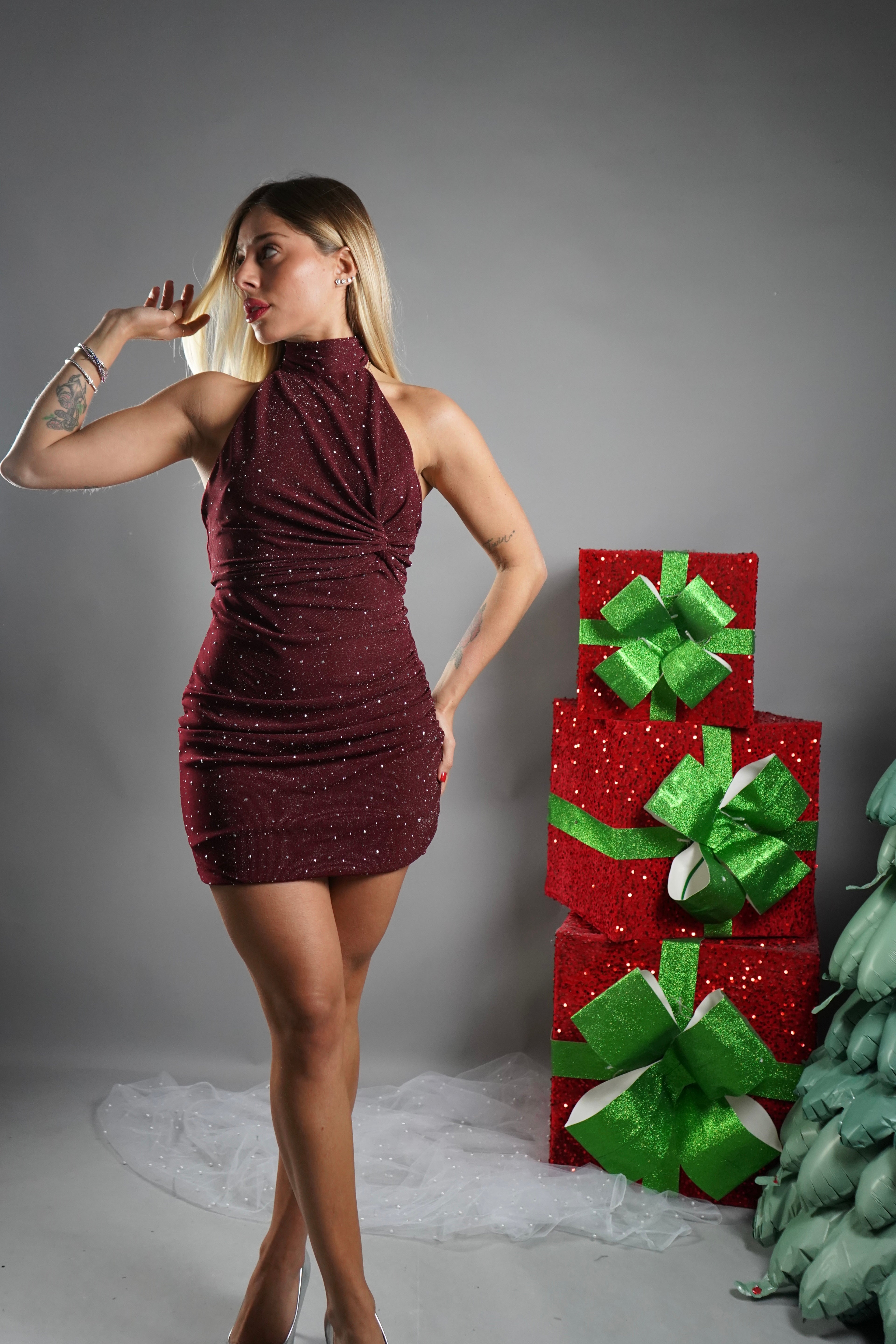 MINI DRESS CENONE BORDEAUX