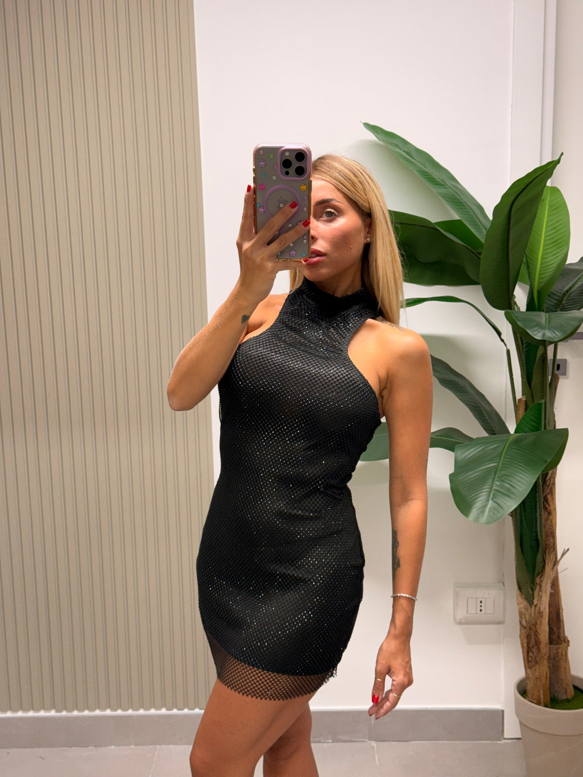 MINI DRESS STRASS NERO