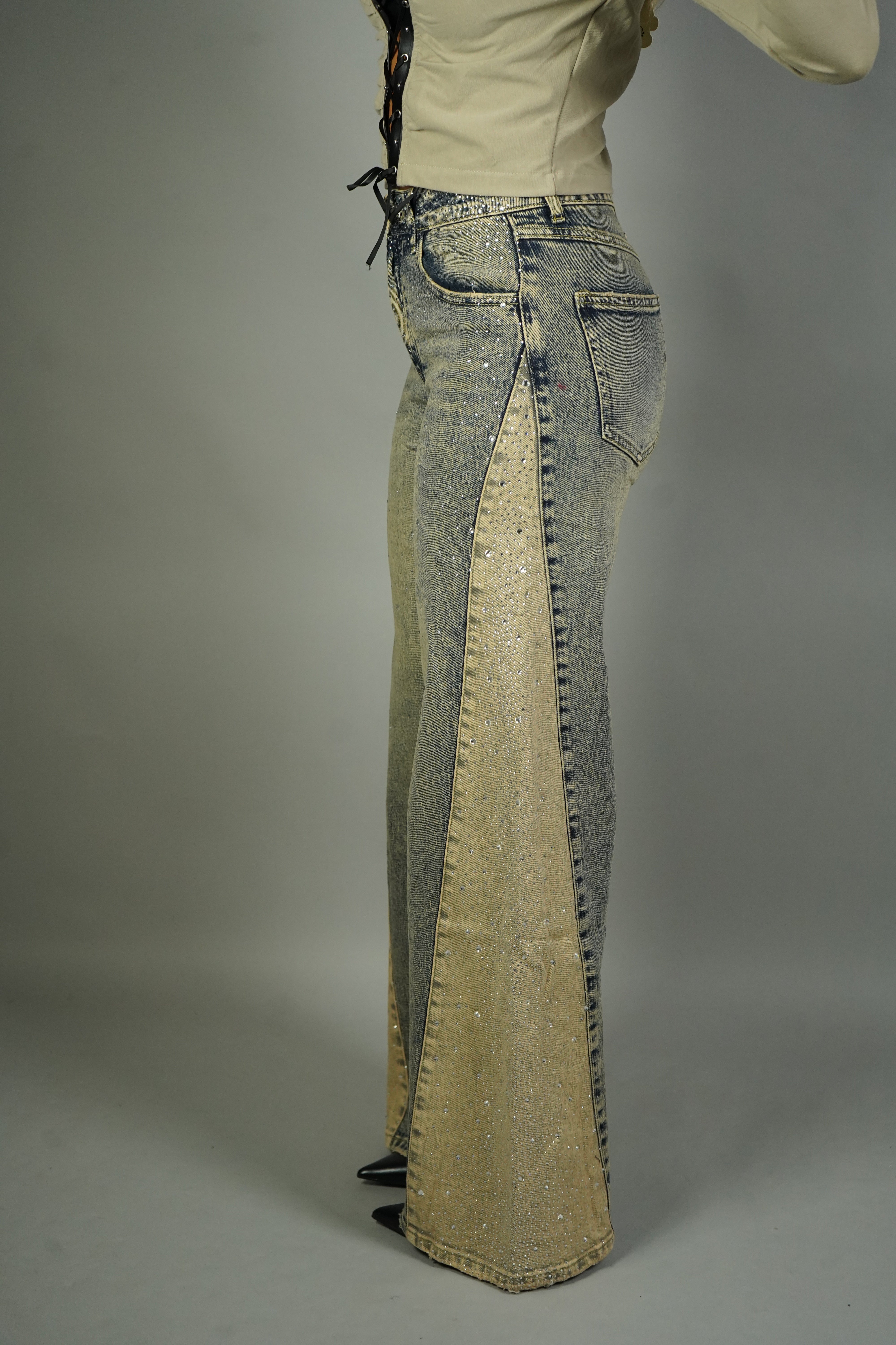 JEANS BICOLOR STRASS