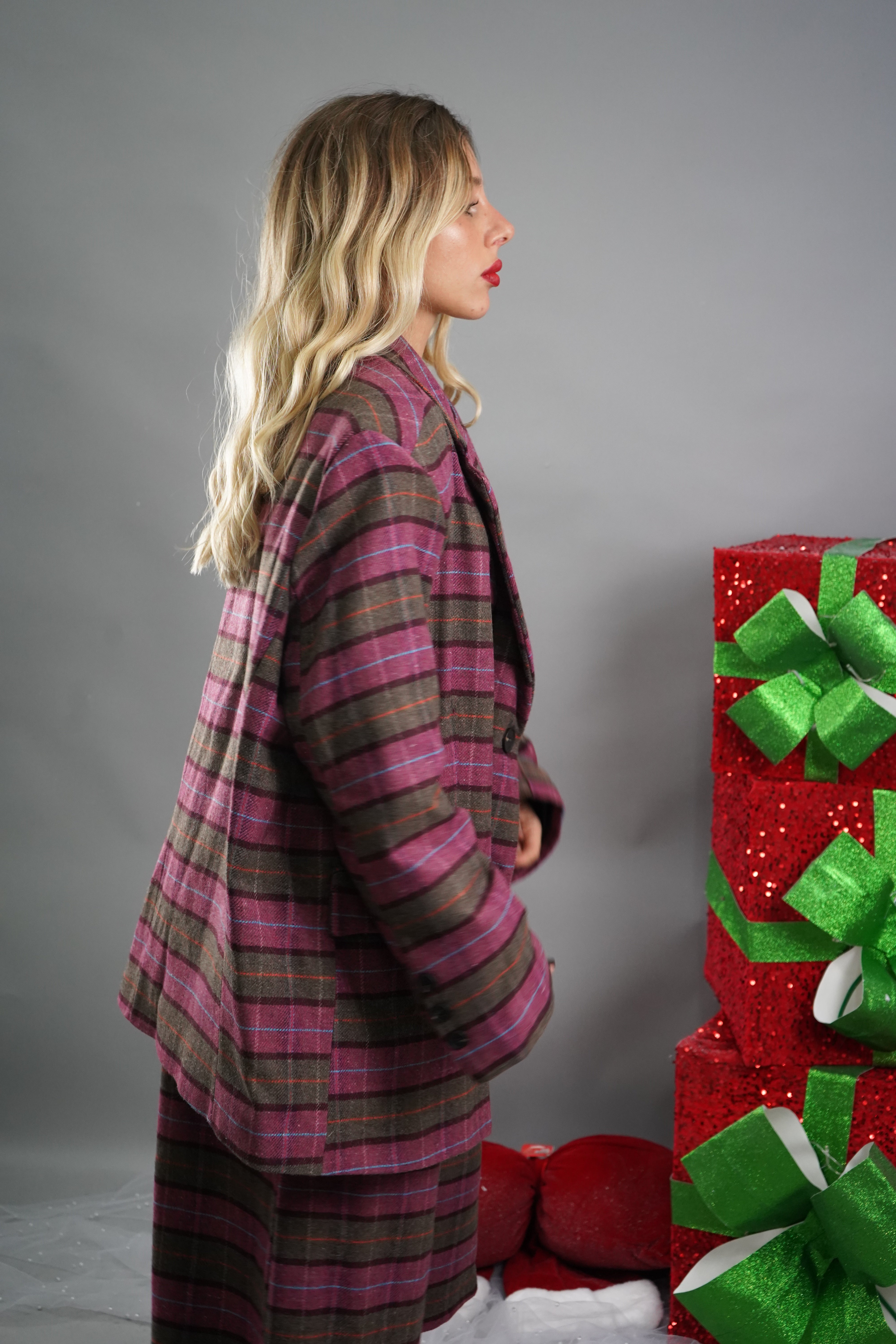 COORDINATO QUADRI ROSA