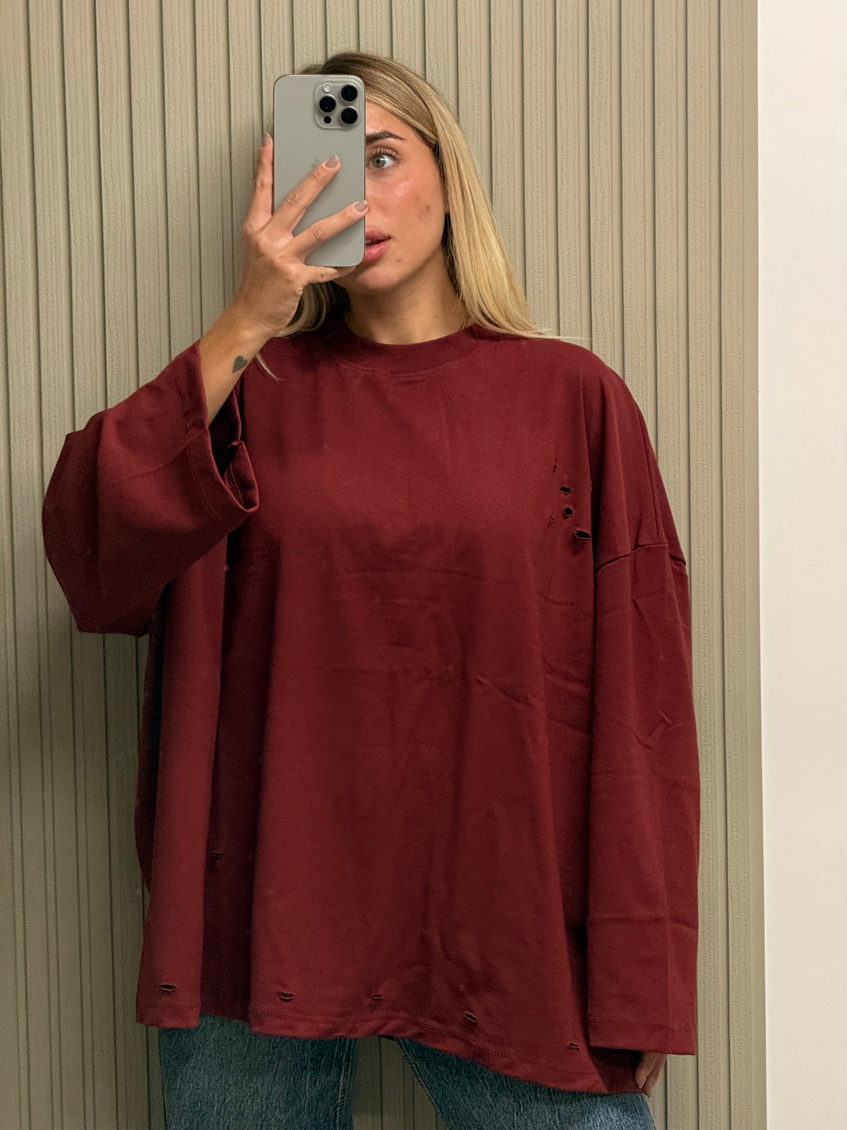 MAXI T-SHIRT BAROCK STRAPPI BORDEAUX