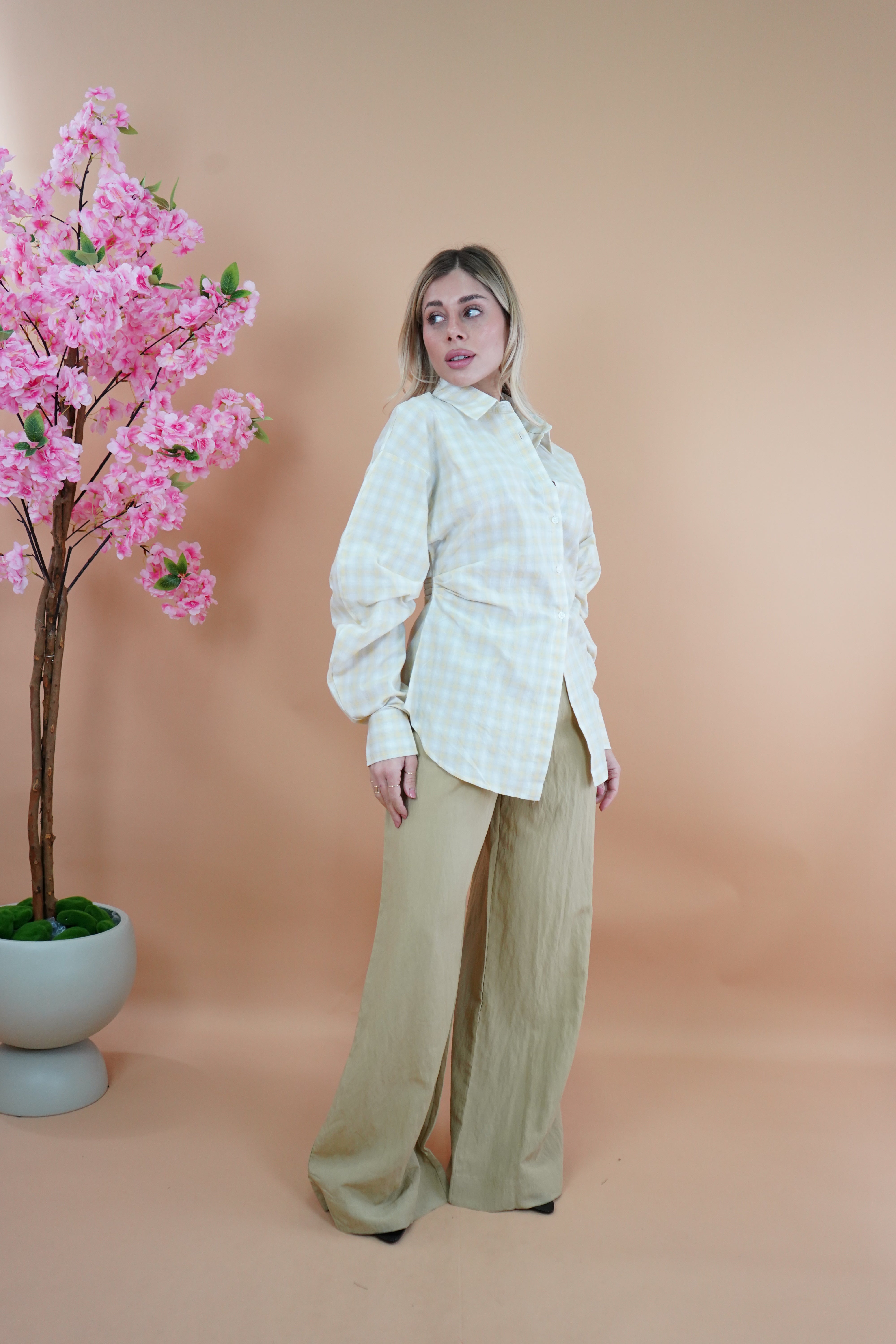 CAMICIA PUNTO VITA QUADRI GIALLA