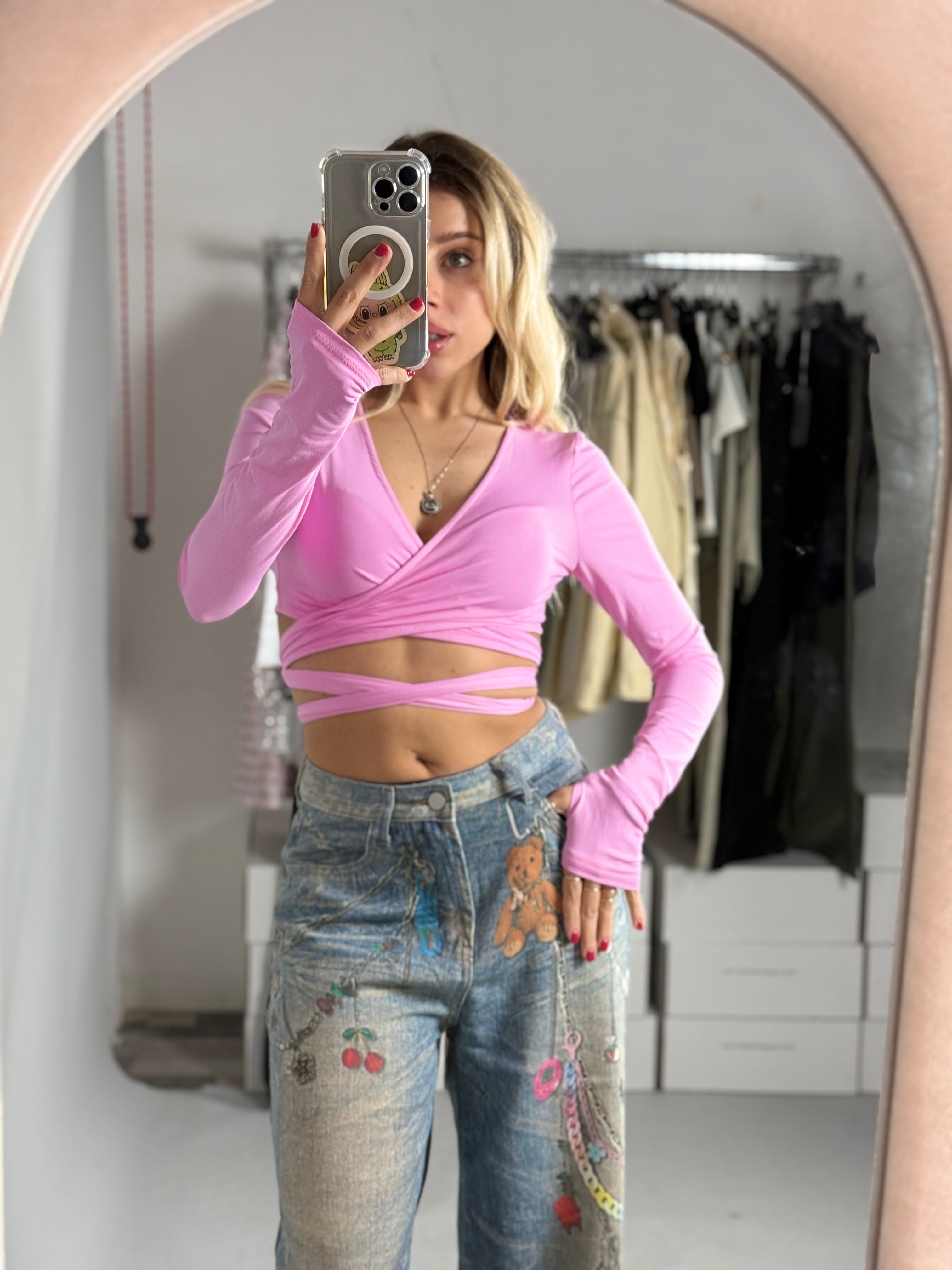 TOP INCROCIO ROSA