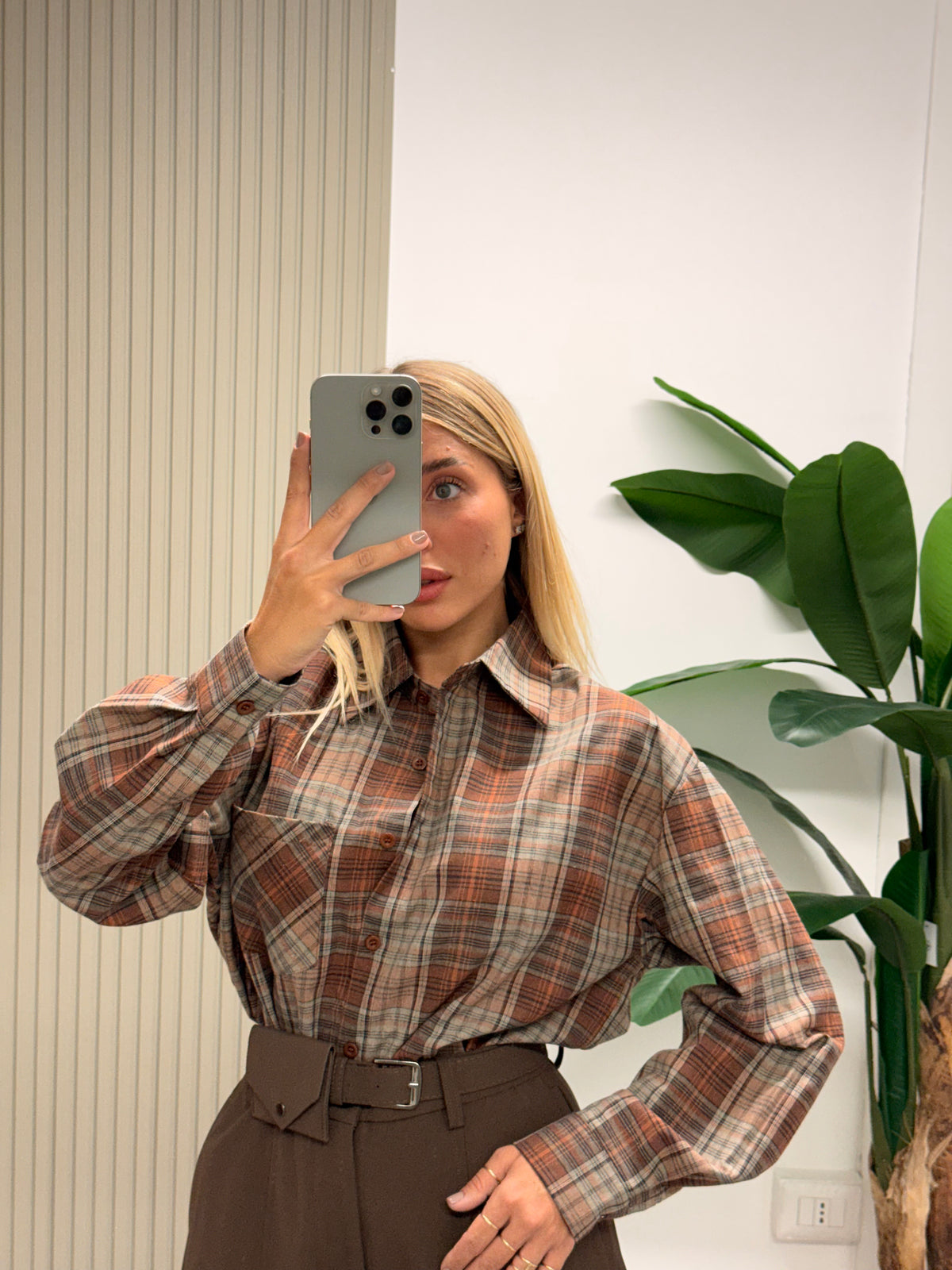 CAMICIA QUADRI MARRONE