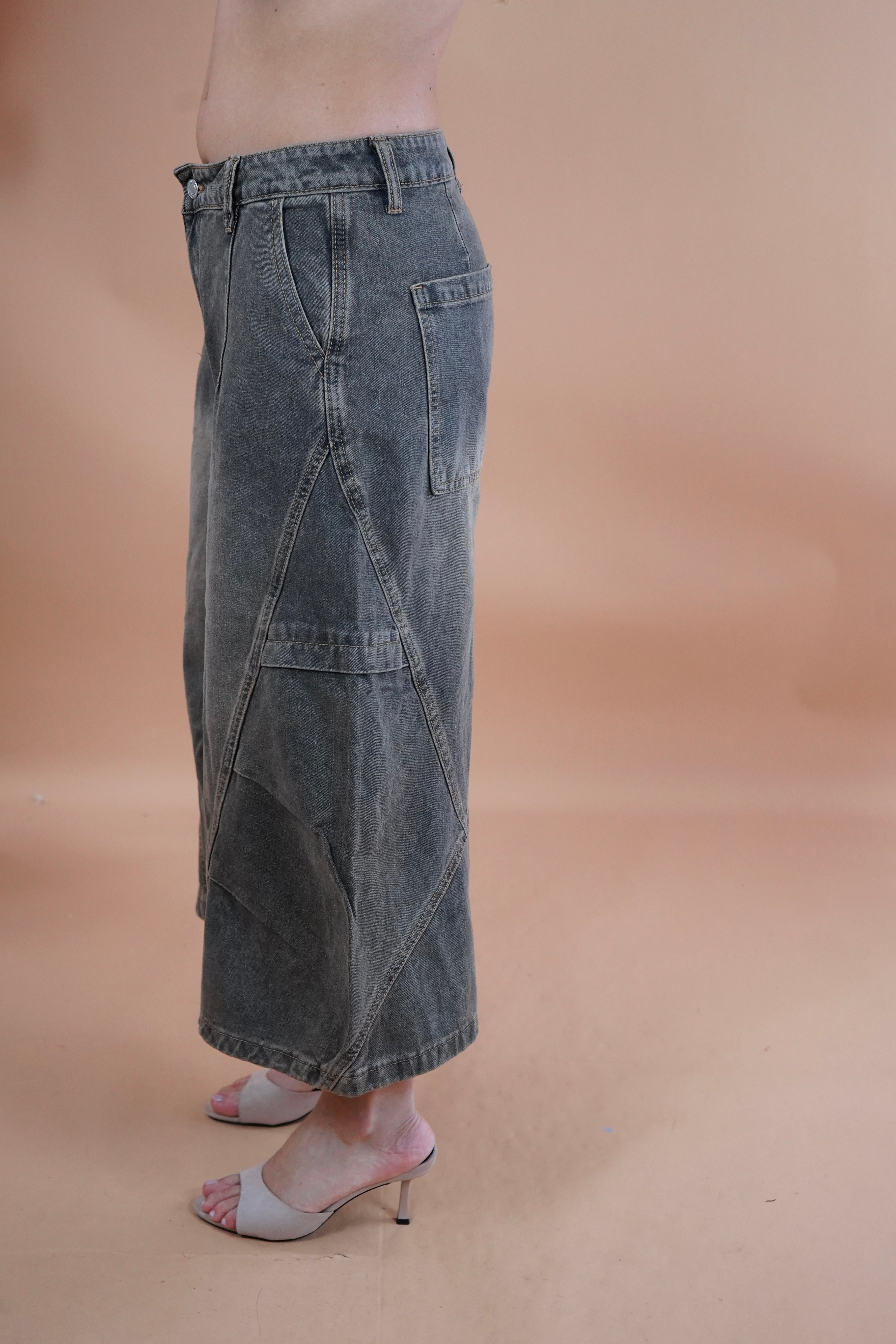 BERMUDA BALLON OVERSIZE DENIM NERO